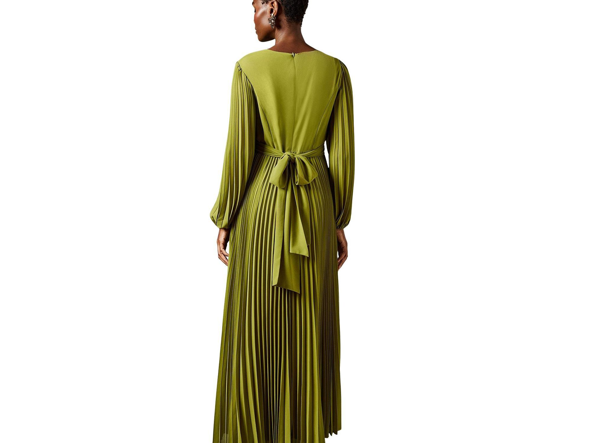 Pleated Wrap Front Dress — Image 4
