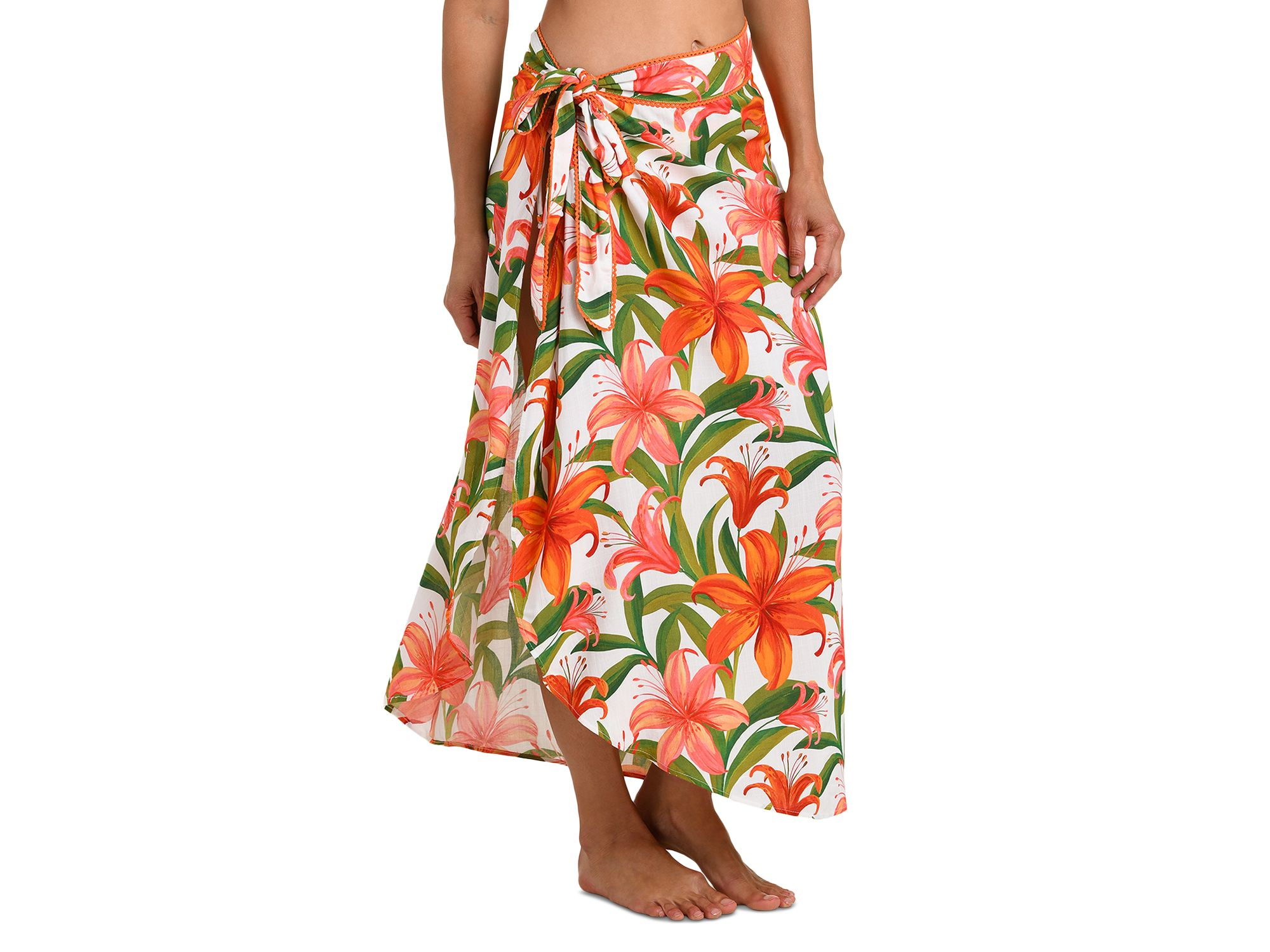Jungle Blossoms Tie Wrap Skirt Swim Cover-Up — Image 3