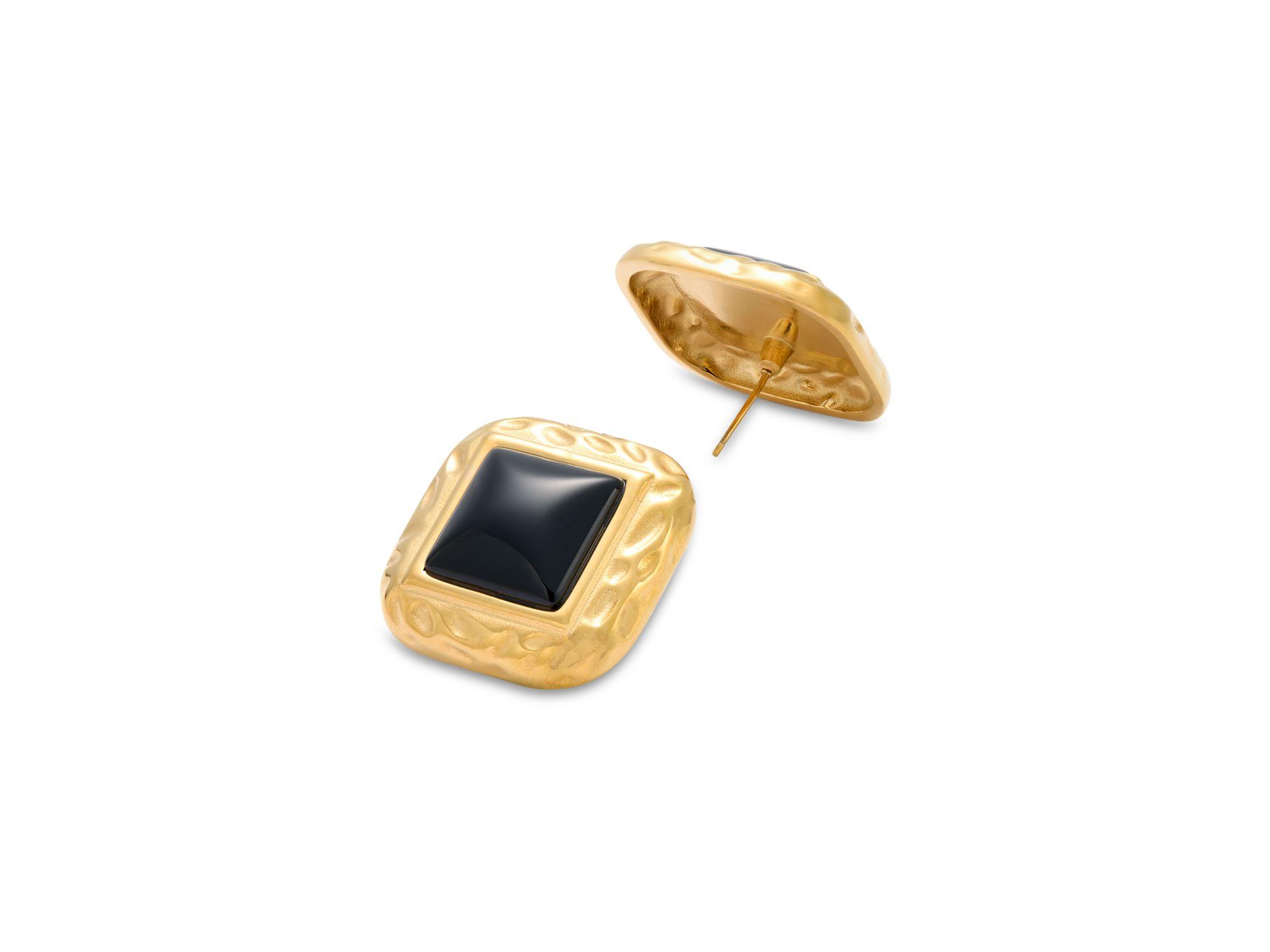 Square Stone Framed Stud Earrings - Exclusive — Image 3