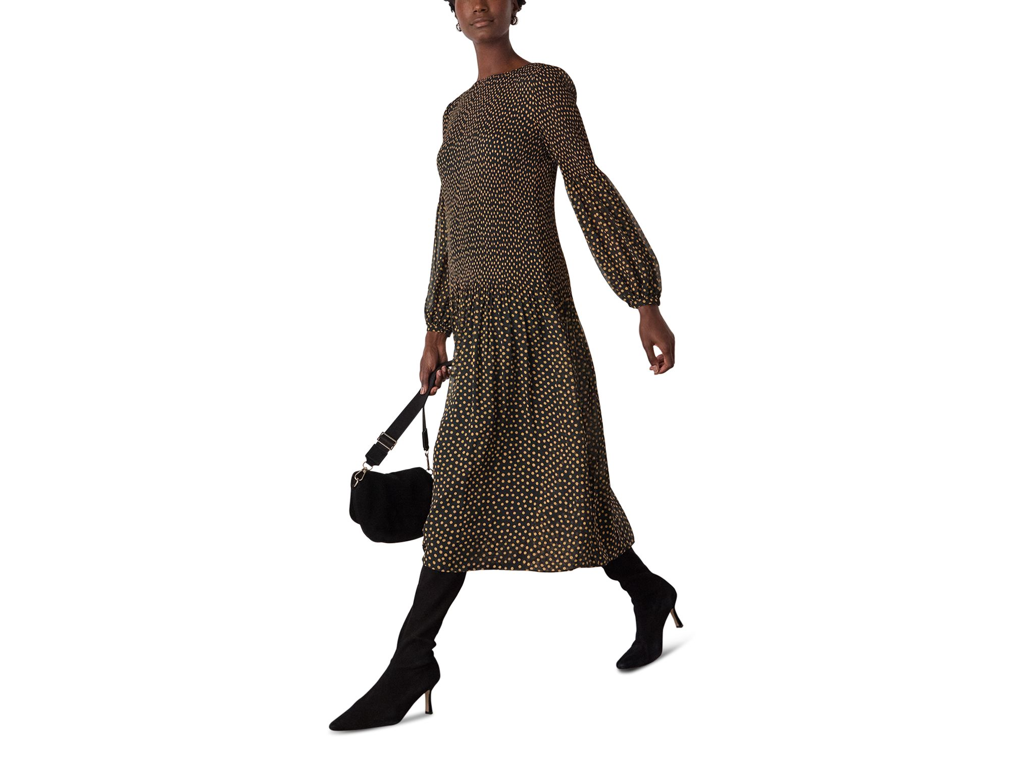Spot Print Plissé Midi Dress — Image 5