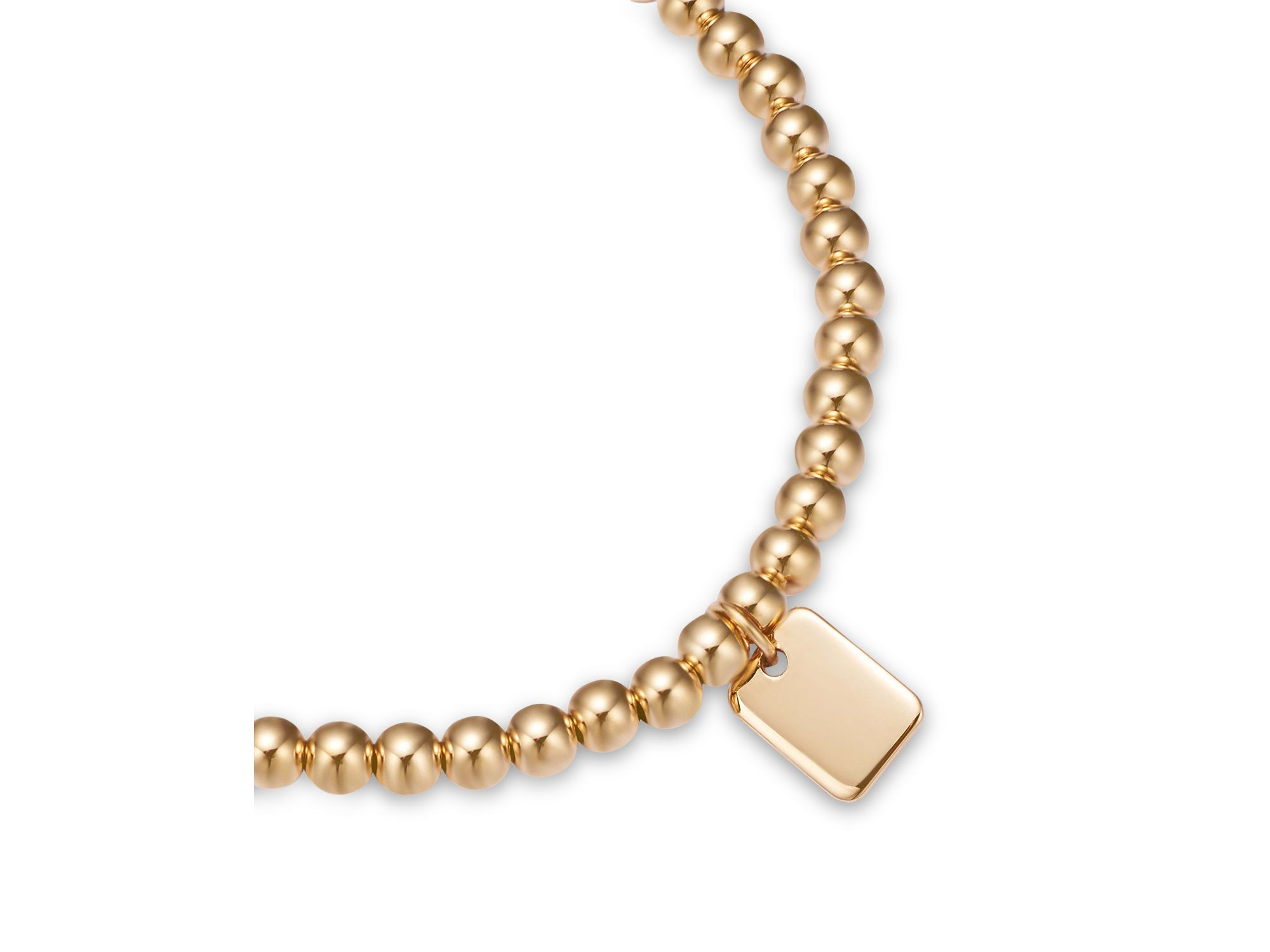Mini Dog Tag Beaded Bracelet in 14K Yellow Gold — Image 3