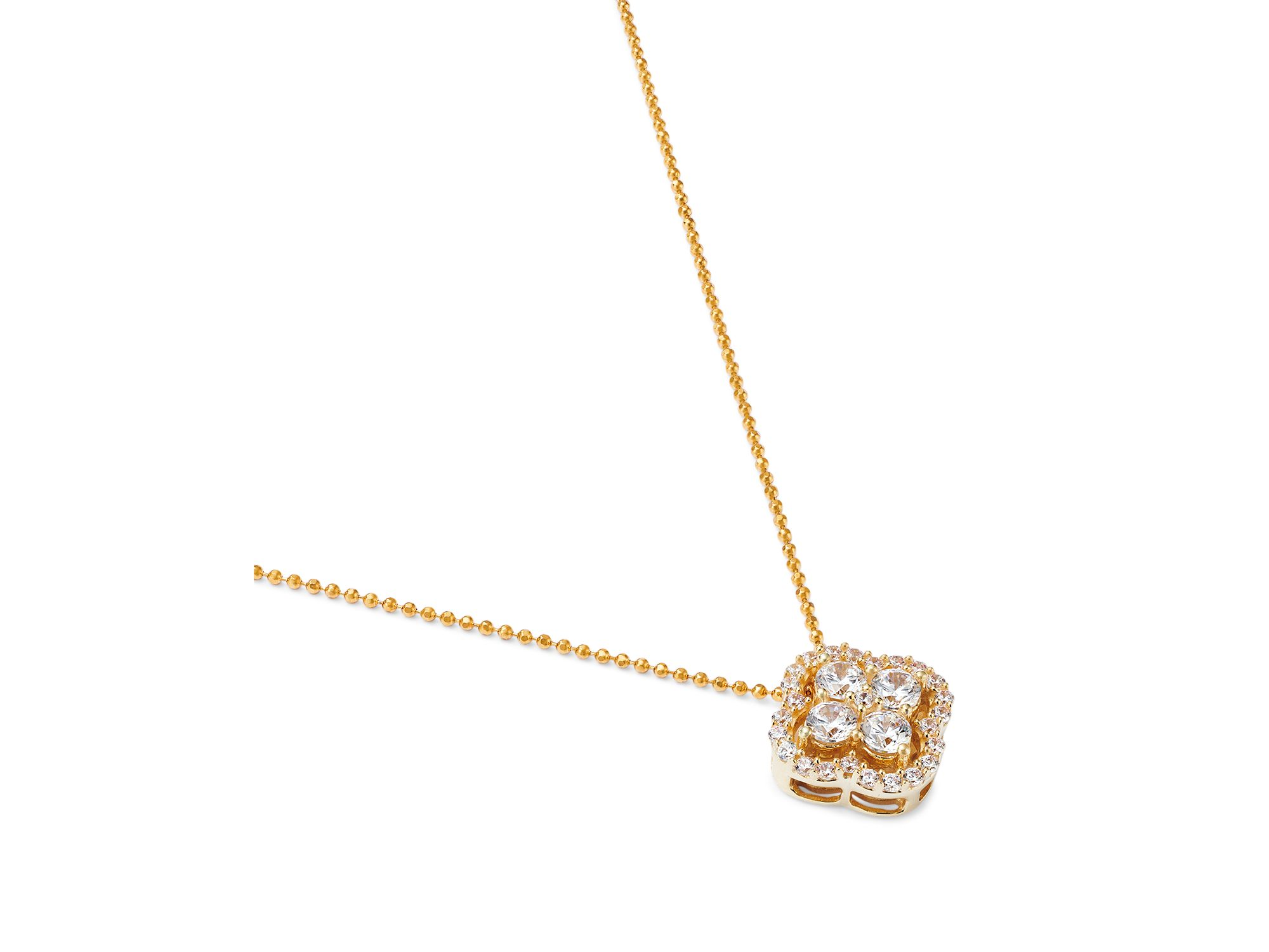 Diamond Clover Pendant Necklace in 14K Yellow Gold, 0.75 tcw — Image 3