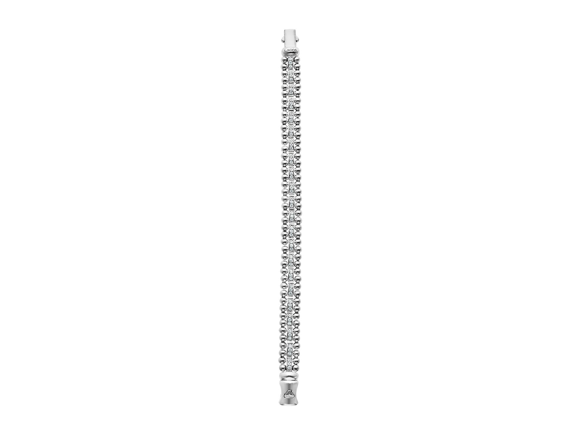 Sterling Silver Caviar Spark Diamond Link Bracelet — Image 4