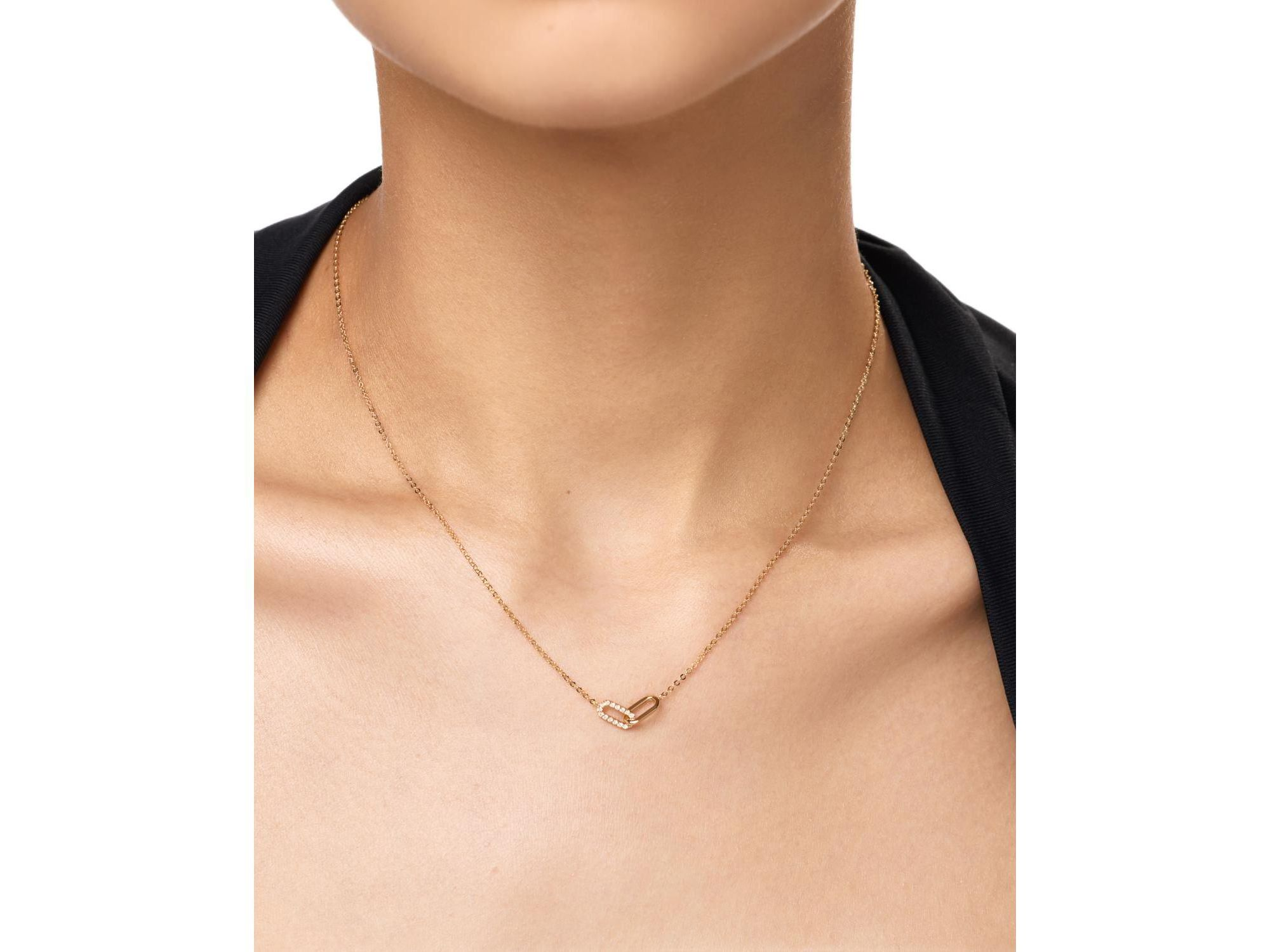 Solid Yellow Gold Lab Grown Diamond Link Necklace — Image 3