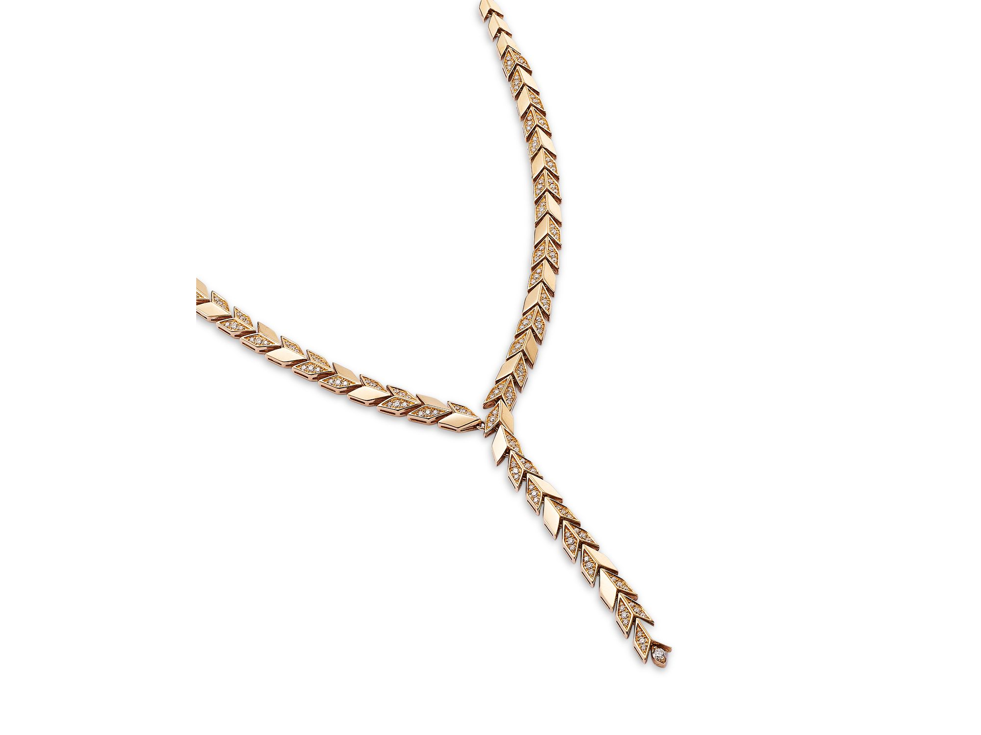 Diamond Chevron Lariat Necklace in 14K Yellow Gold, 0.85 tcw — Image 3