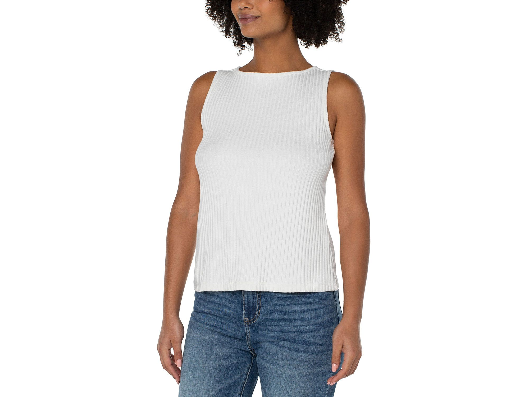 Ribbed Knit Boat Neck Tank Top — Image 3