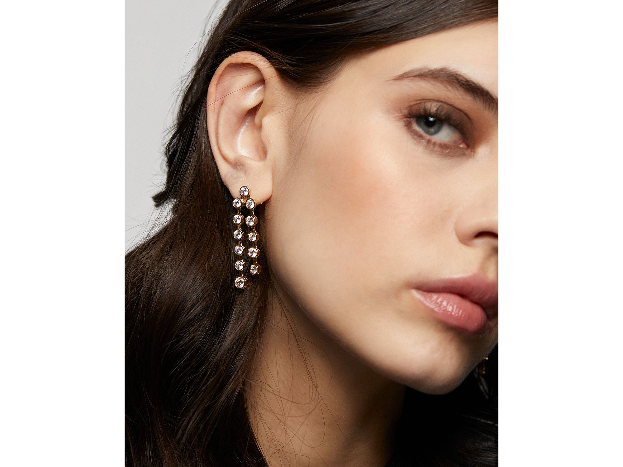 Bklyn Cubic Zirconia Double Linear Drop Earrings — Image 3