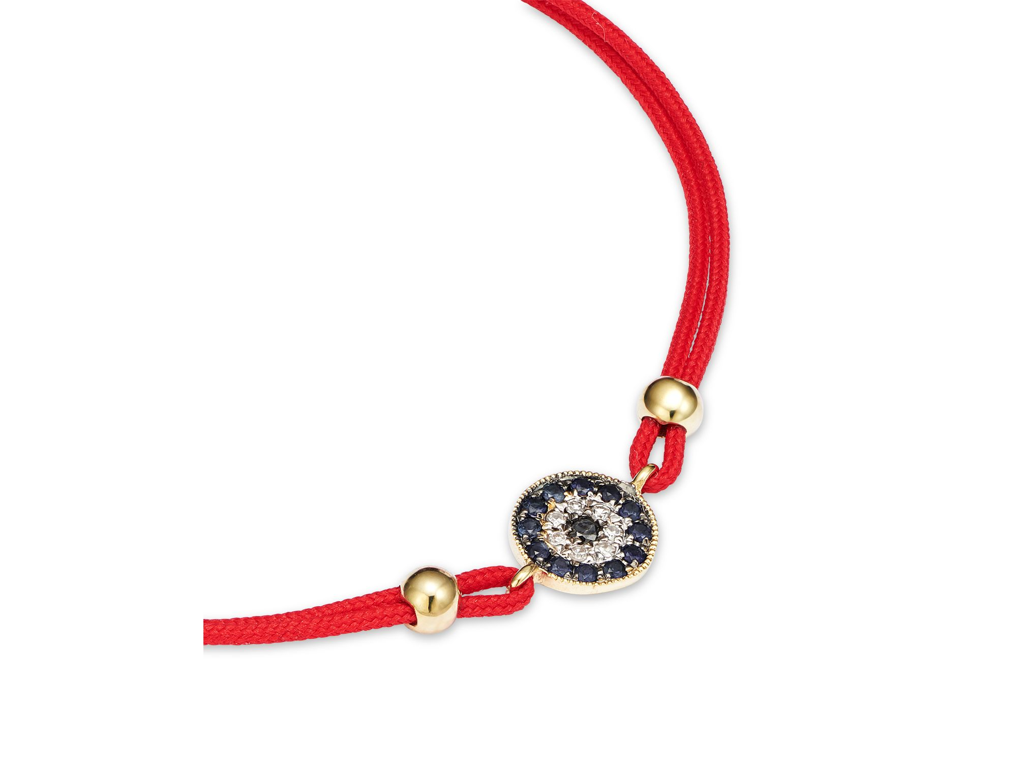 Diamond, Blue Sapphire And 14K Yellow Gold Evil Eye Bracelet — Image 3