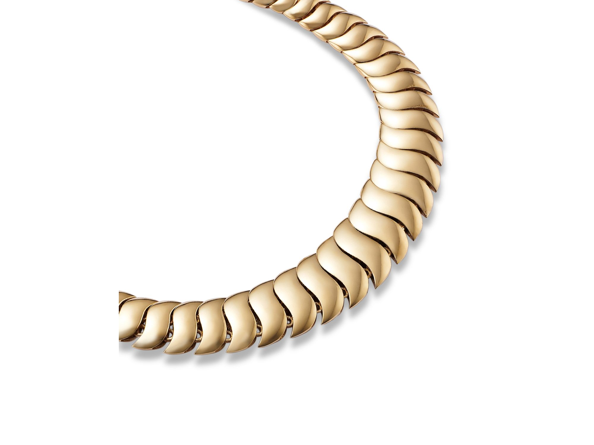 14K Yellow Gold Graduated Wavy Link Bracelet — Image 3