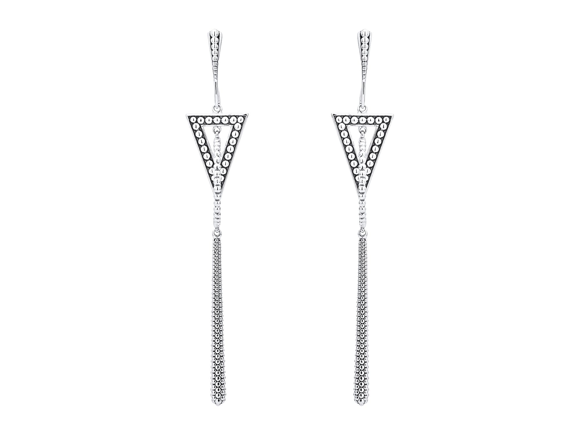 Sterling Signature Caviar Triangle Circle Drop Earrings — Image 4