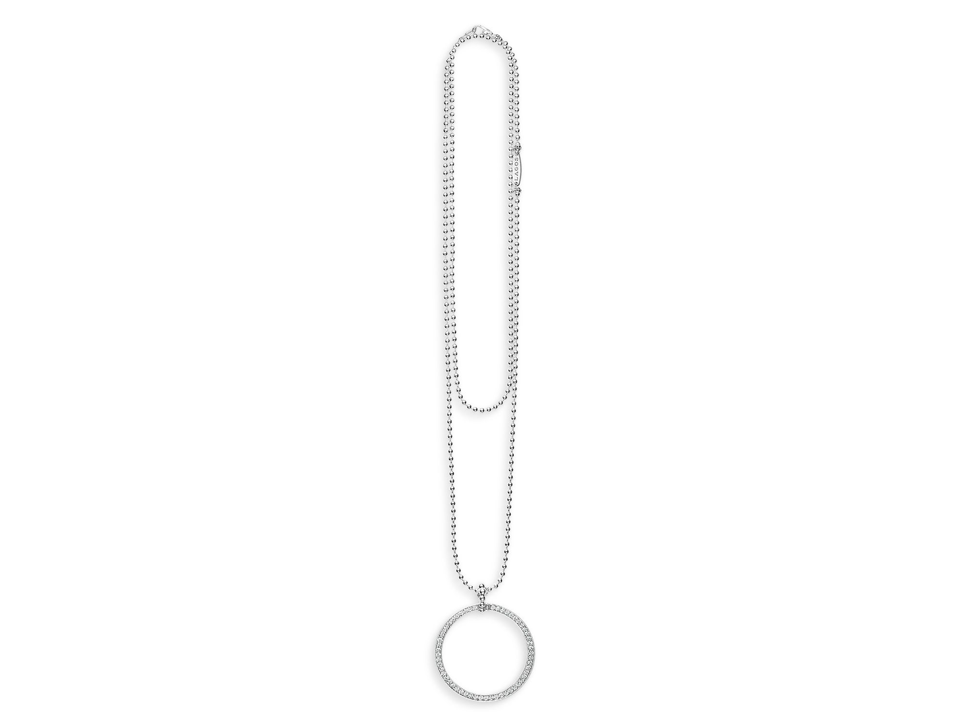 Sterling Diamond Caviar Spark Circle Pendant Necklace — Image 5