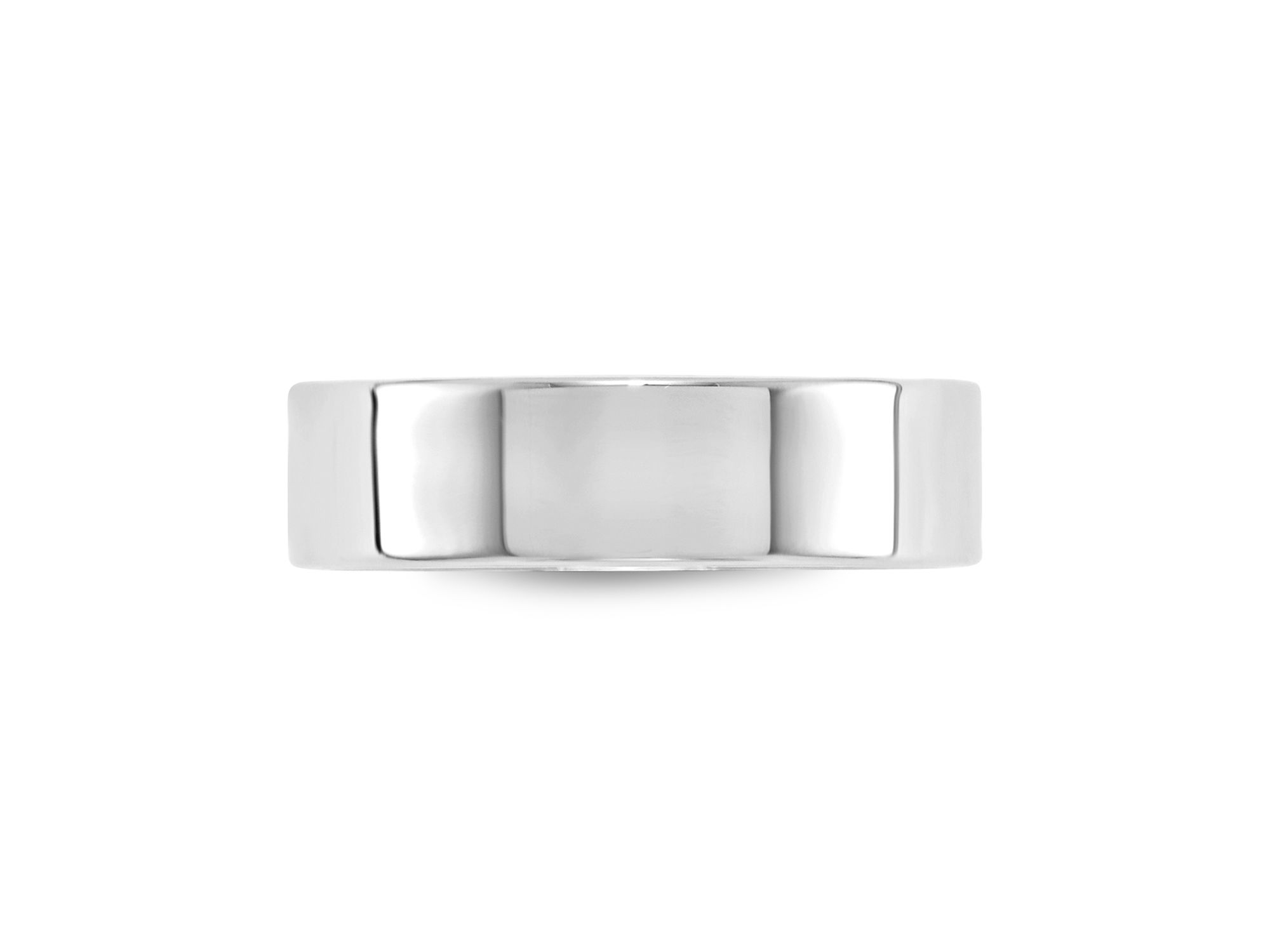 Men's 6mm Lightweight Flat Band in 14K White Gold — Image 3