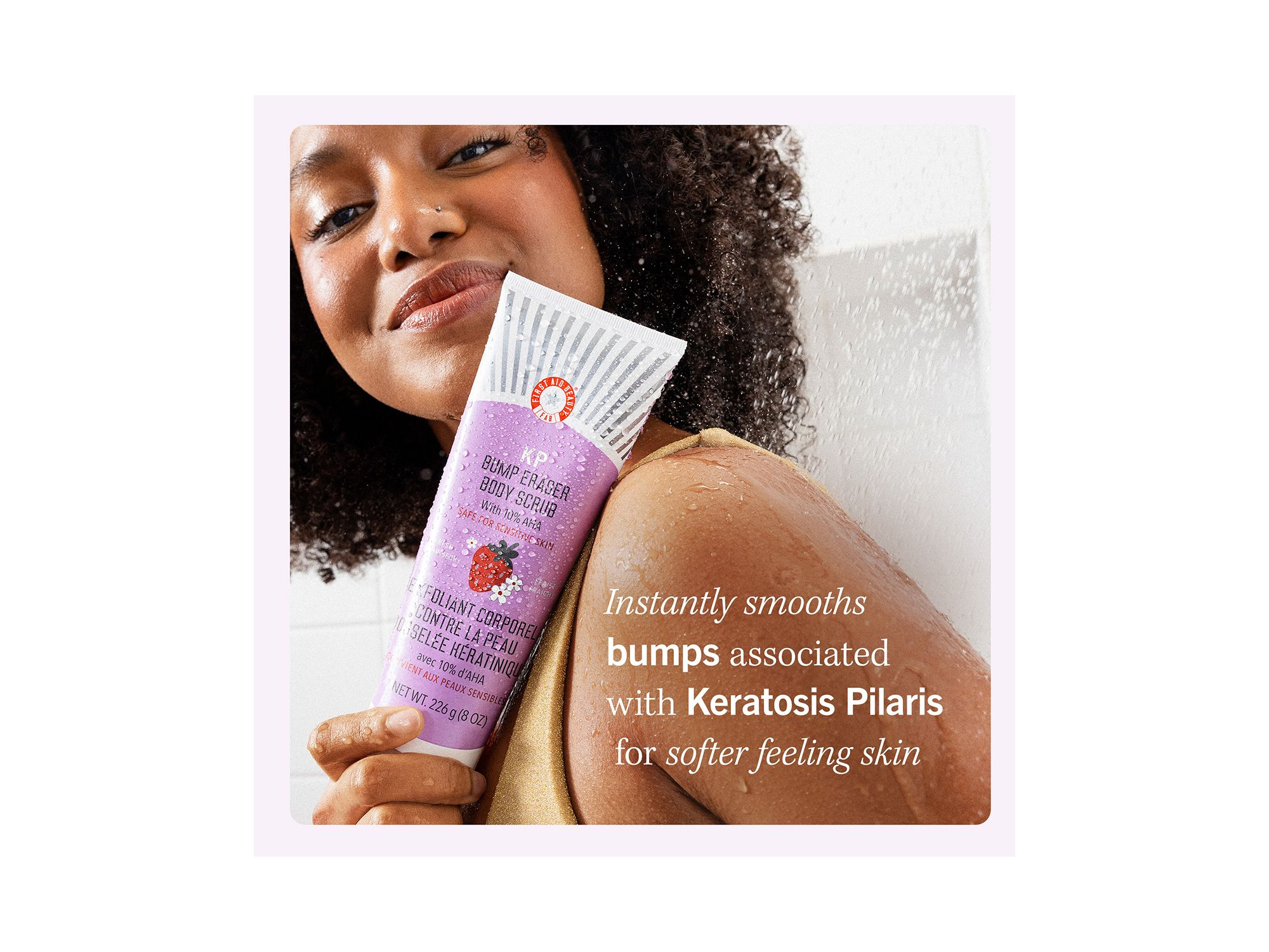 KP Bump Eraser Body Scrub with 10% AHA Body Exfoliant for Keratosis Pilaris - Strawberry — Image 3