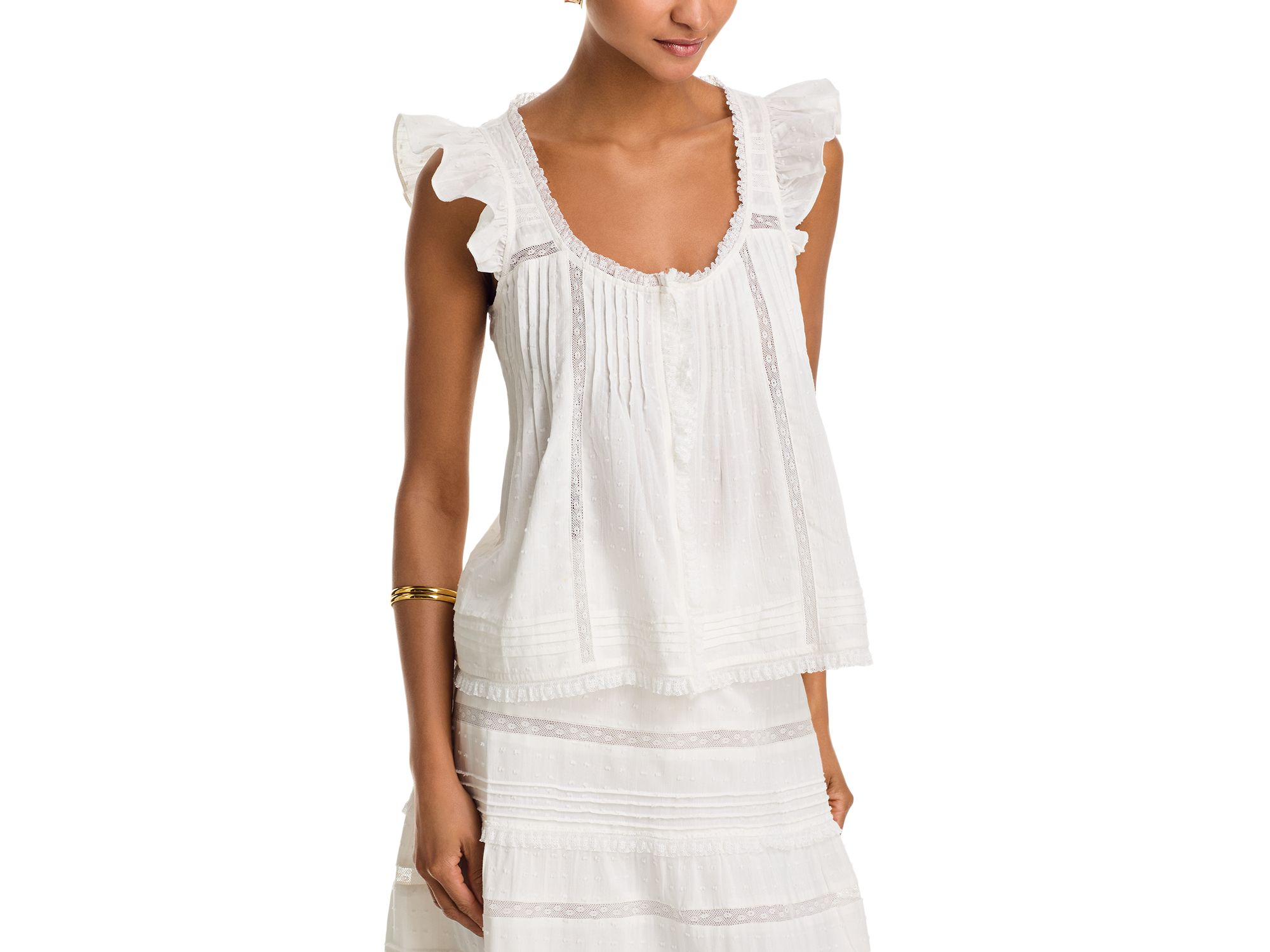 Pintuck Lace Inset Tank Top & Pintuck Lace Inset Midi Skirt - Exclusive — Image 5