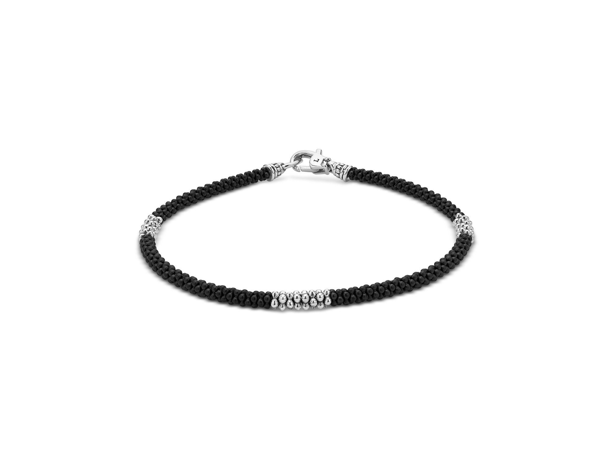 Men's Sterling Silver Anthem Black Beaded Bracelet - Exclusive — Image 4