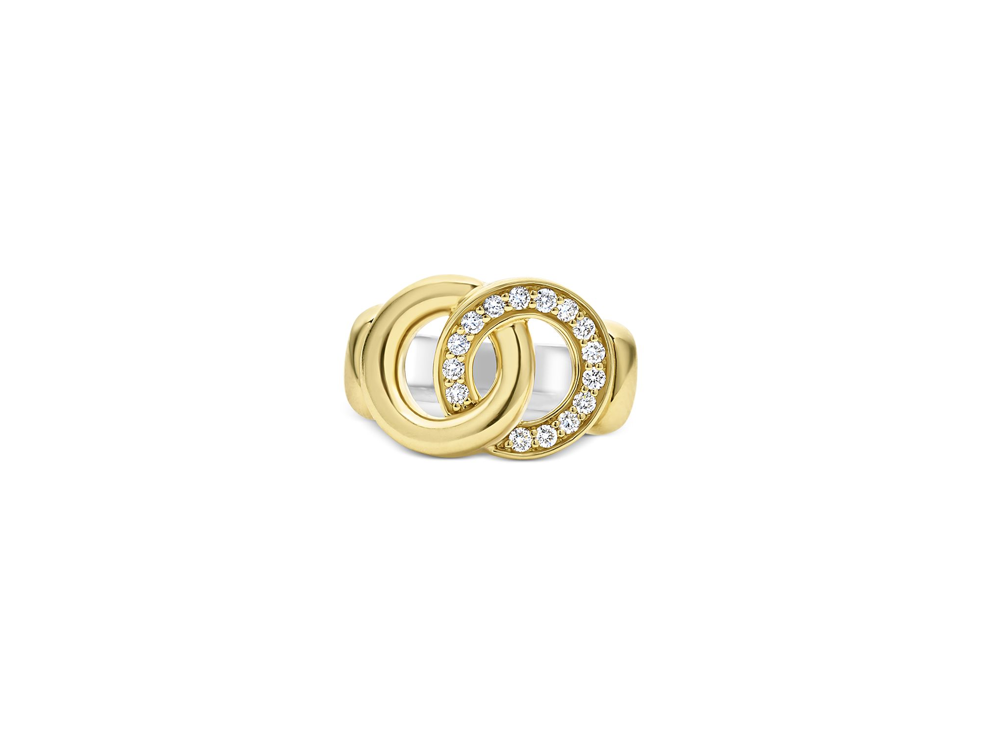 Two Tone Interlocking Diamond Statement Ring, 0.34 tcw — Image 3