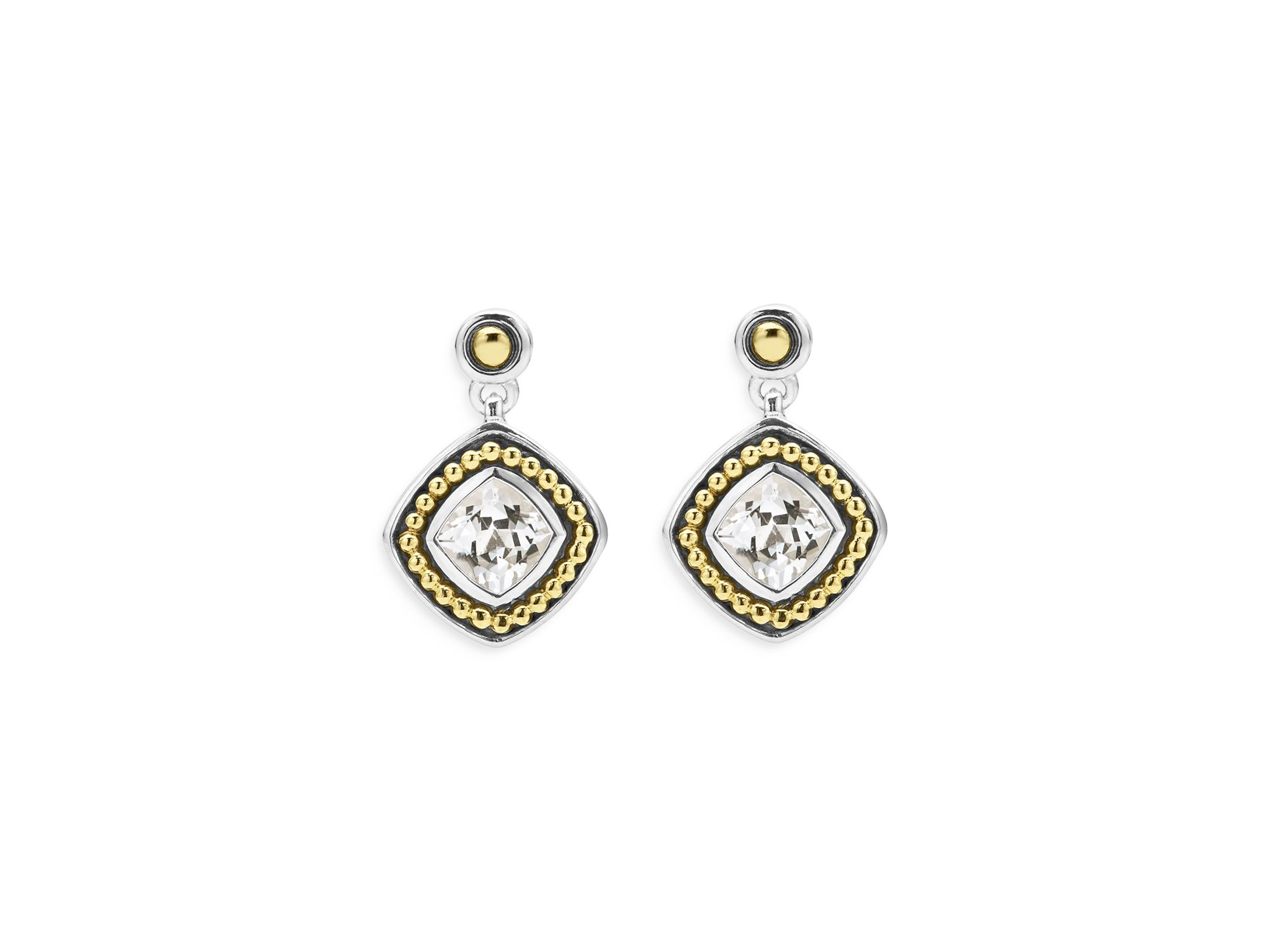 18K Yellow Gold & Sterling Silver Rittenhouse White Topaz Drop Earrings — Image 3