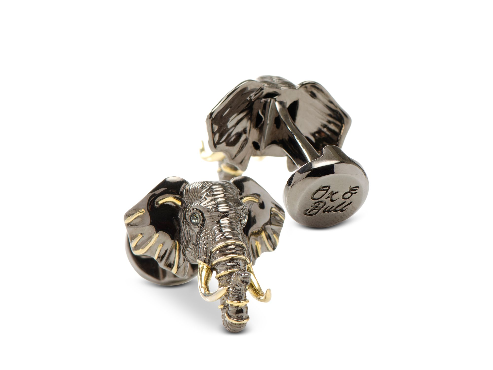 Sterling and 14K Gold Elephant Cufflinks — Image 4