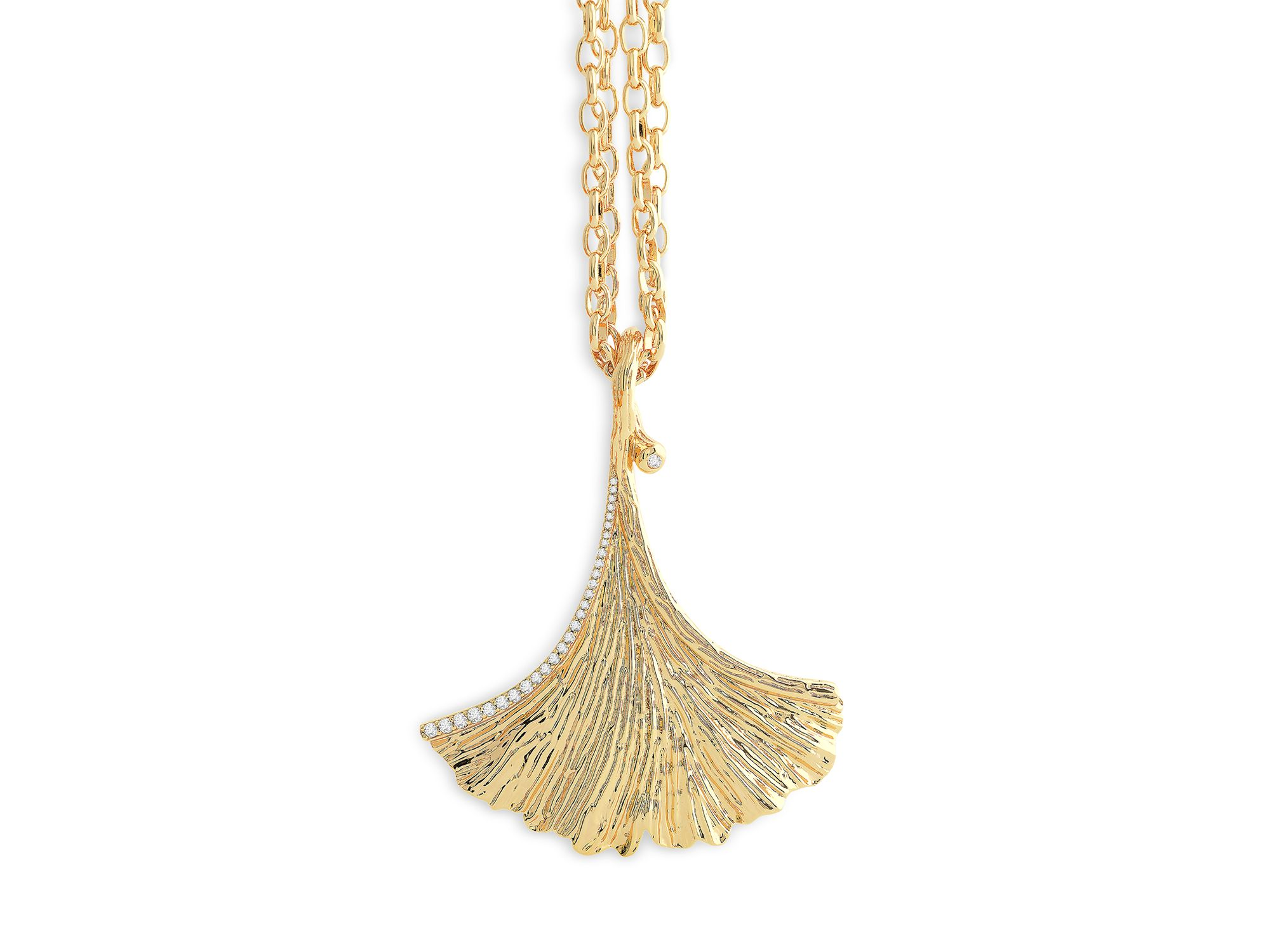 Gingko Pendant Necklace in 18K Gold Plated, 36" — Image 5
