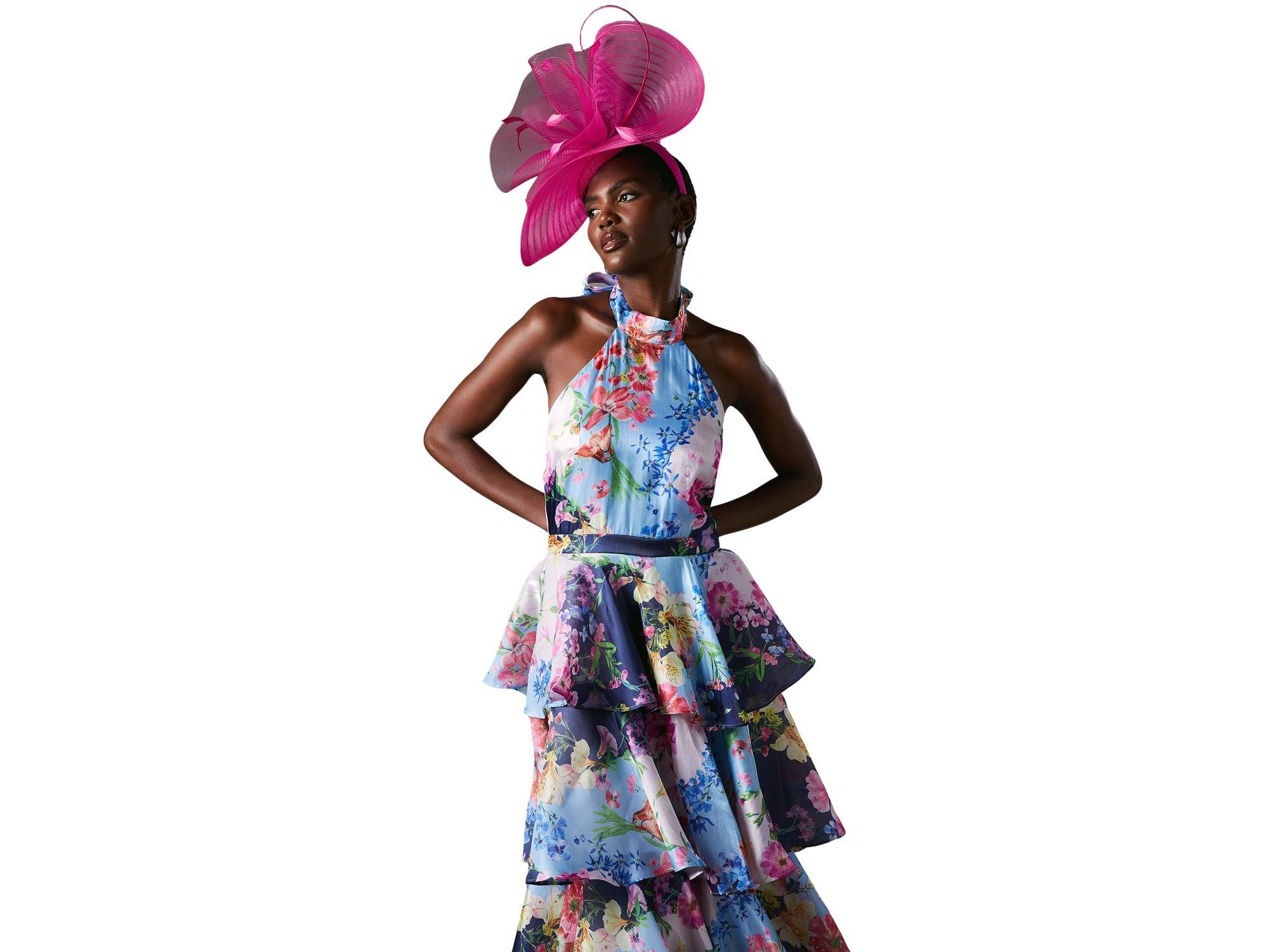 Cross Neck Printed Frill Skirt Dress — Image 3