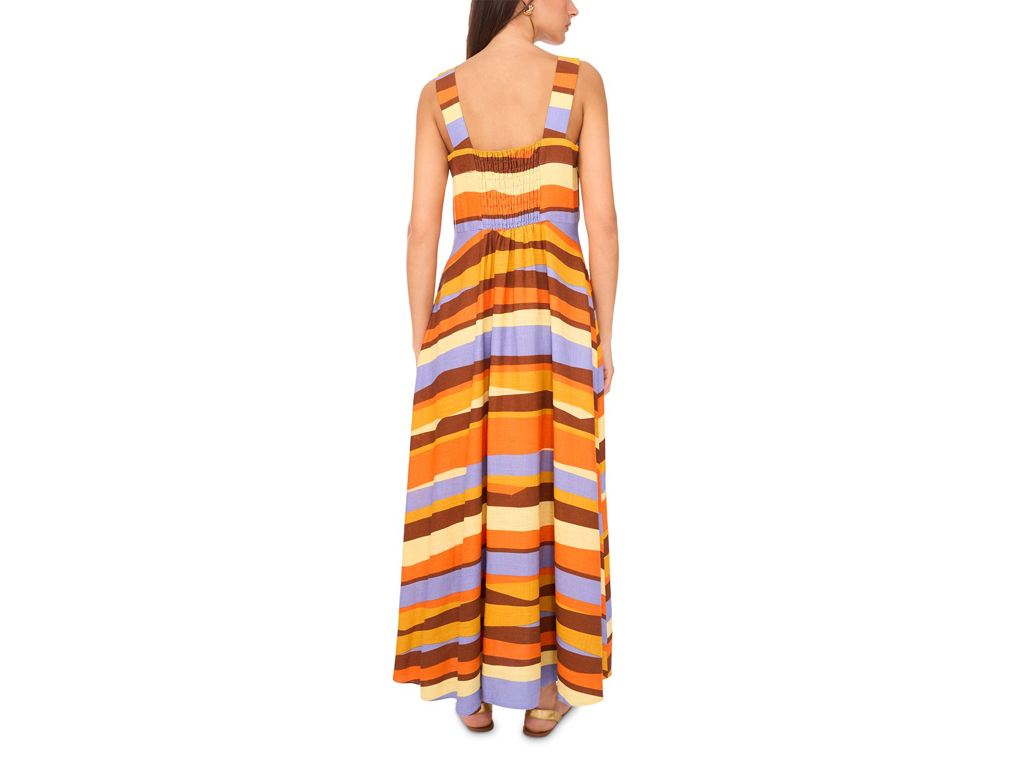 Striped Square Neck Midi Dress — Image 3