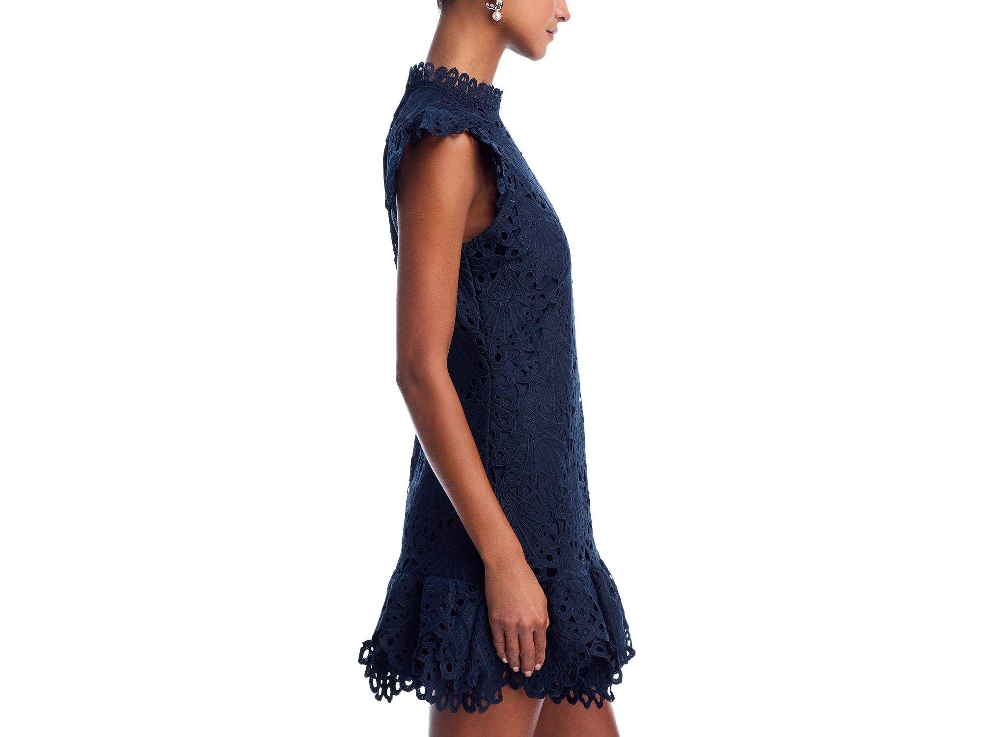 Mock Neck Lace Shift Dress - Exclusive — Image 6