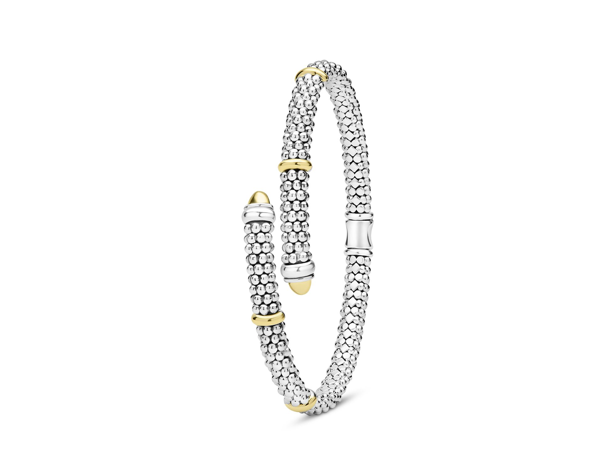 18K Yellow Gold & Sterling Signature Caviar Versa Bypass Bracelet — Image 3