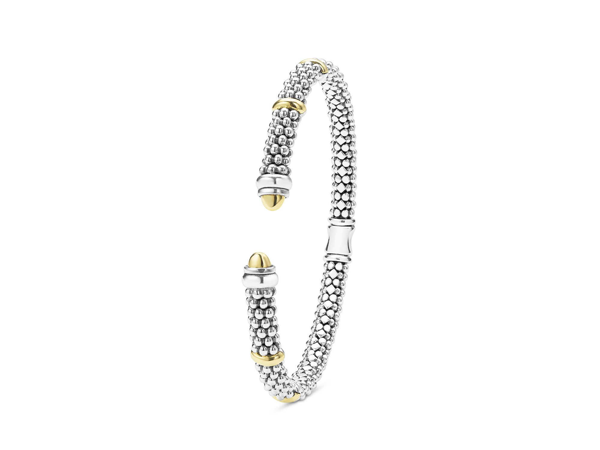 18K Yellow Gold & Sterling Signature Caviar Versa Cuff Bracelet — Image 4