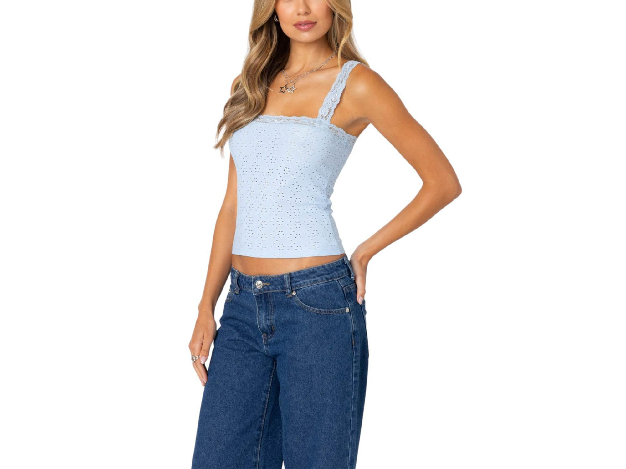 Virginia Lace Trim Eyelet Tank Top — Image 3