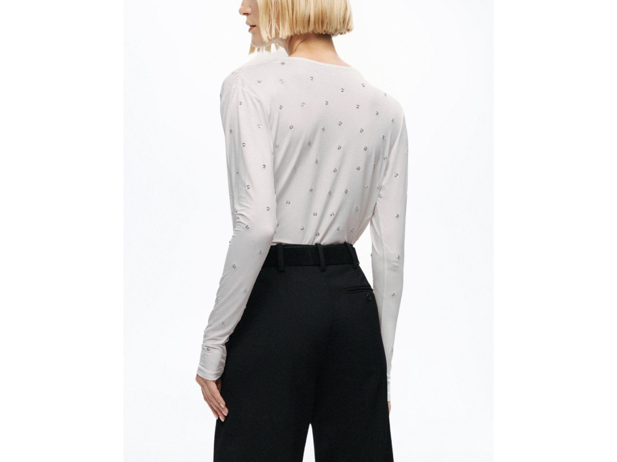 Embellished V-Neck Long Sleeve Top — Image 3