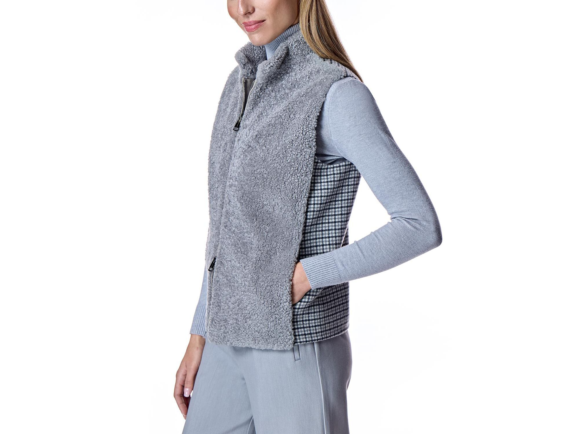 Mixed-Media Shearling Vest — Image 5