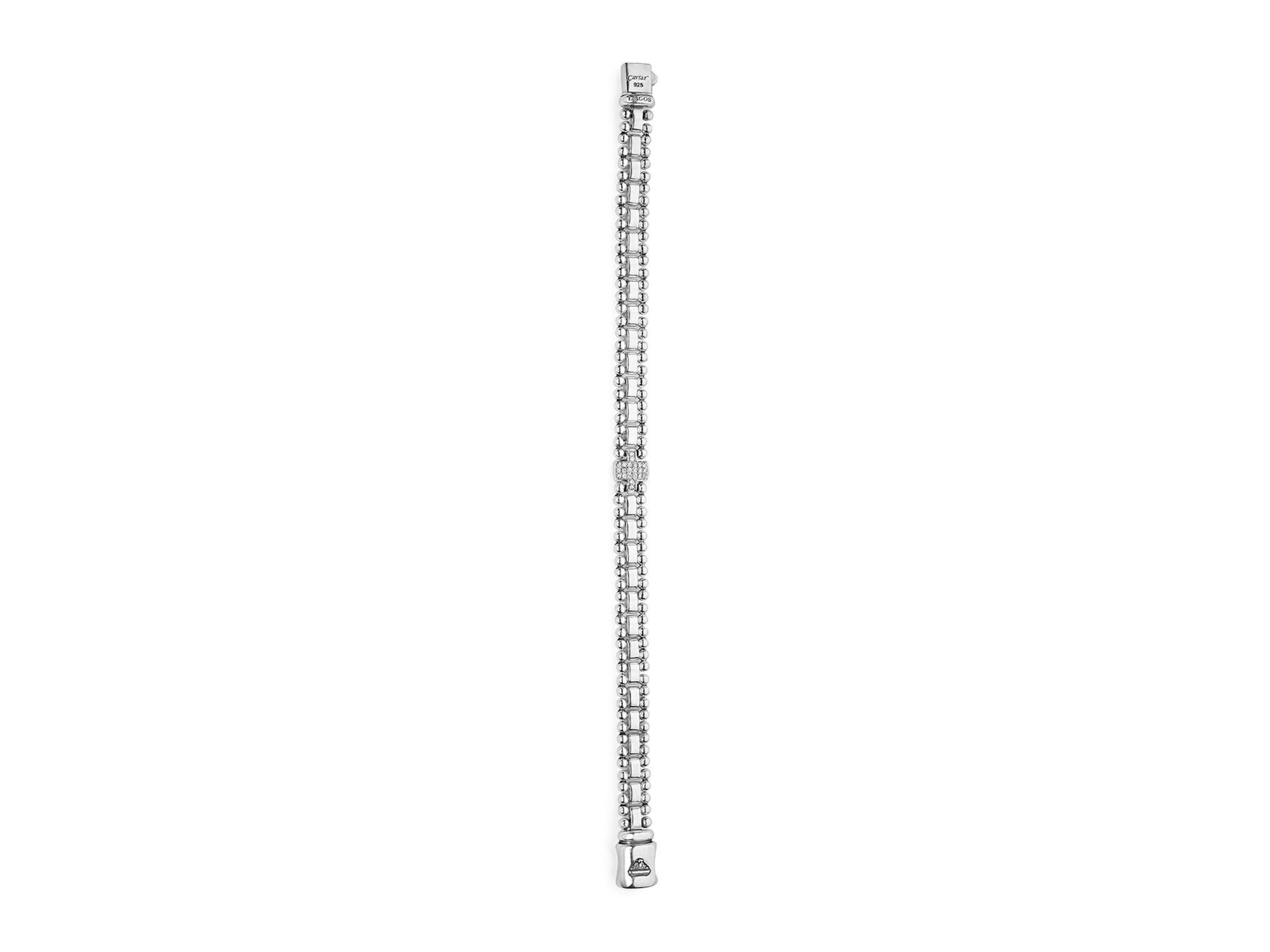 Sterling Silver Caviar Spark Pavé Diamond Link Bracelet — Image 5