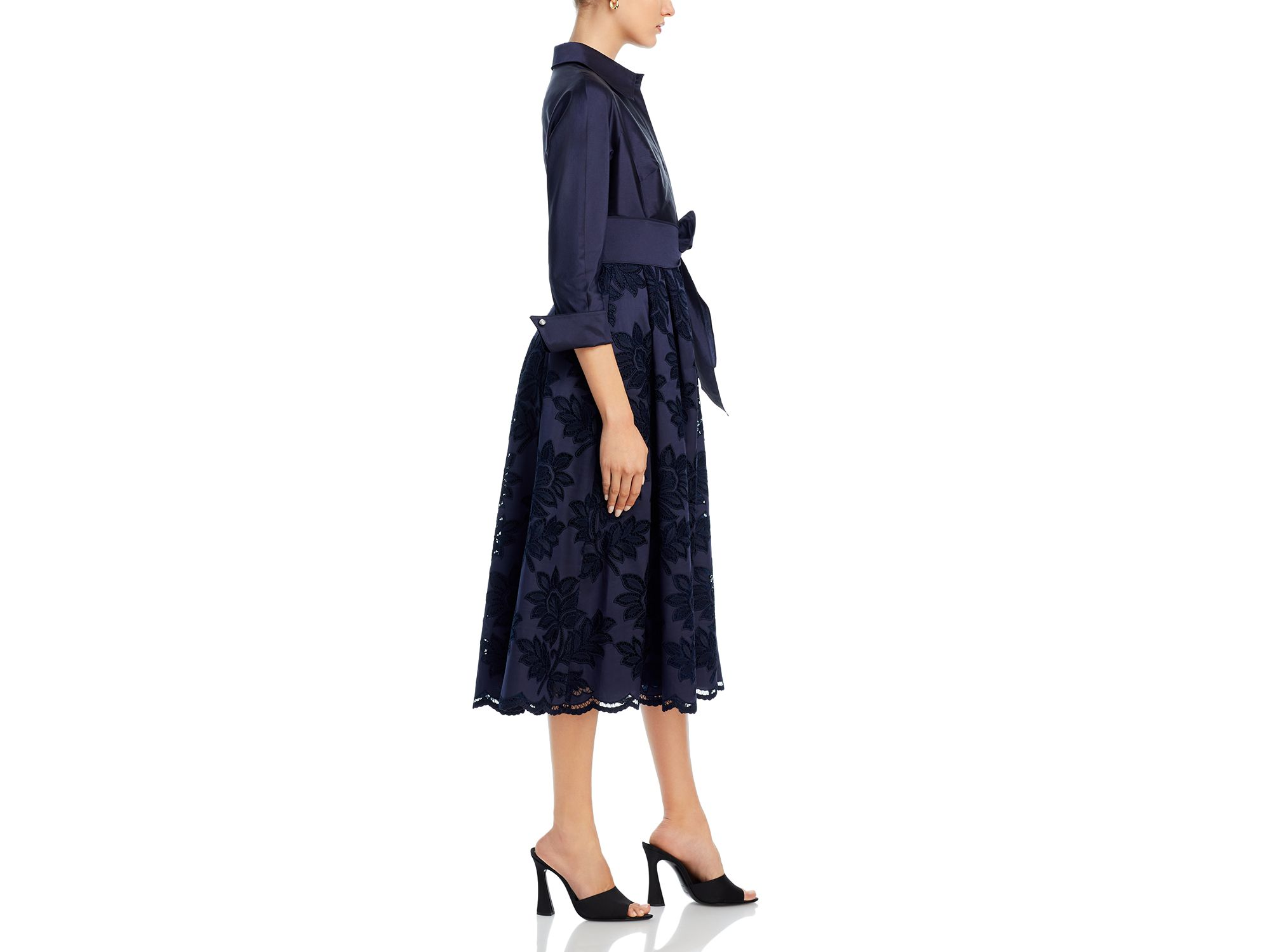 Floral Eyelet Collared Midi Dress — Image 7