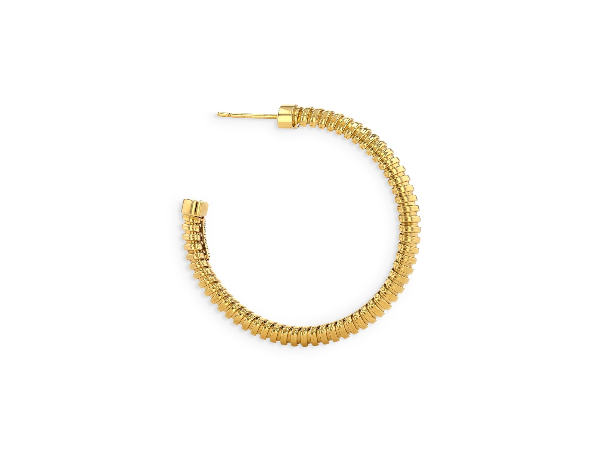 18K Yellow Gold Via Bagutta Tubogas Medium Hoop Earrings — Image 3
