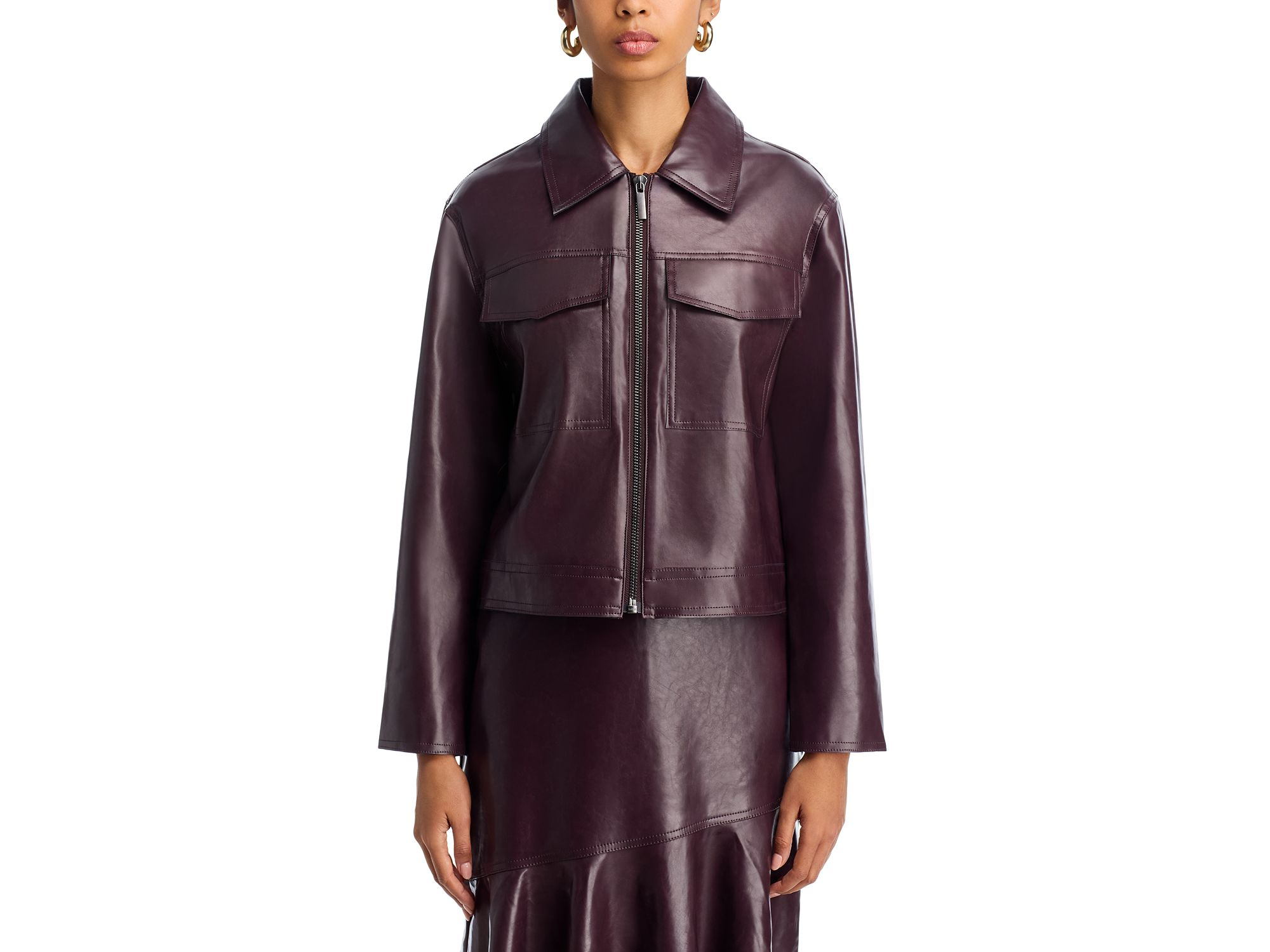 Kayleigh Faux Leather Bomber Jacket — Image 3