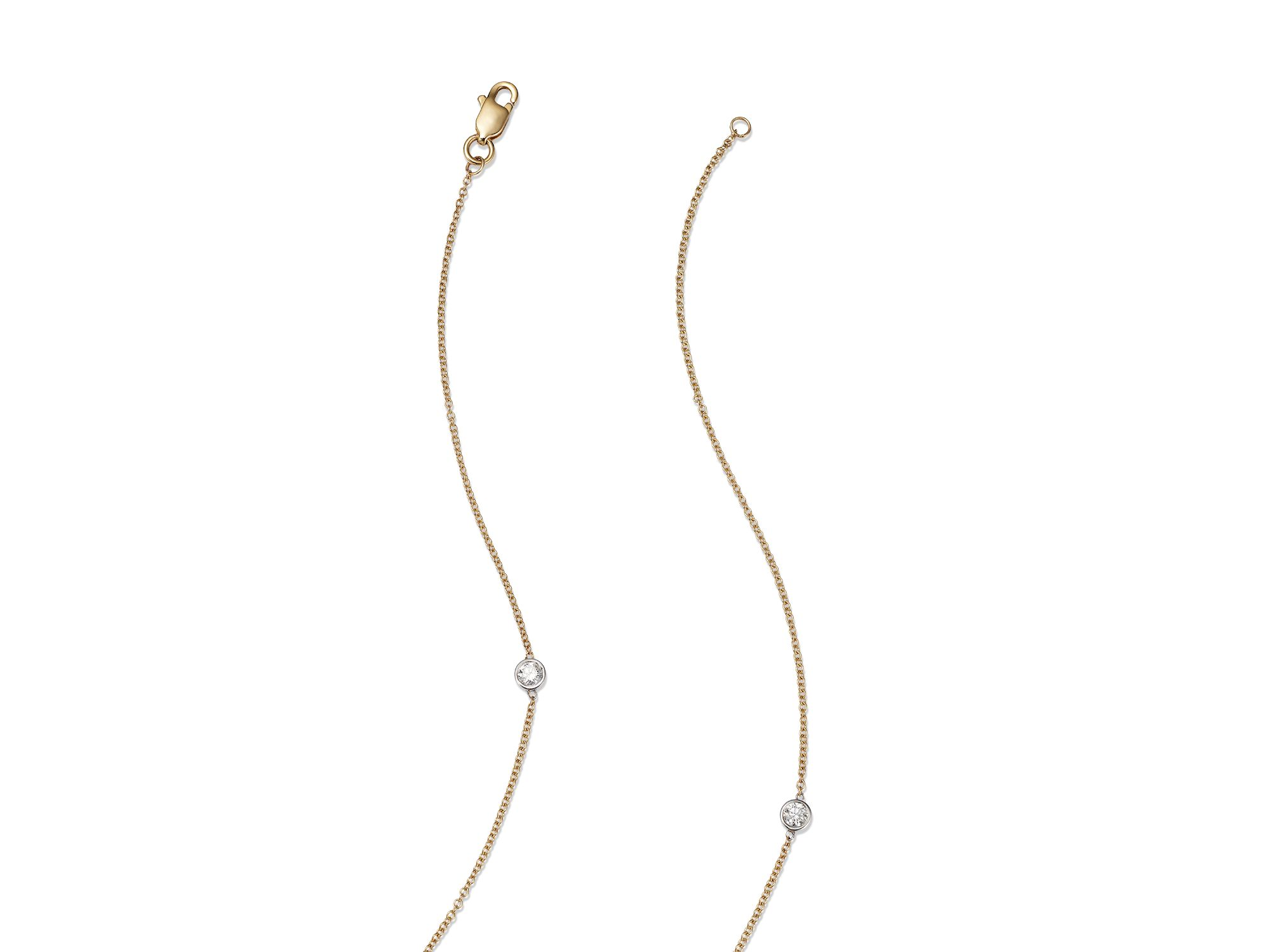Diamond Station Necklace in 14K Yellow and White Gold, 0.60 tcw — Image 4