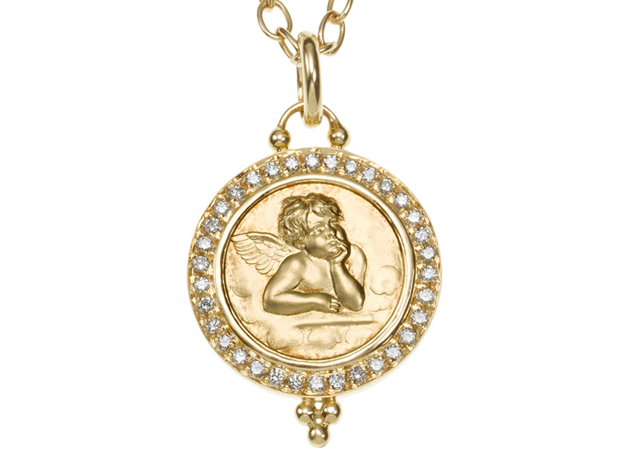 18K Gold 16mm Angel Pendant with Diamond Pavé — Image 8