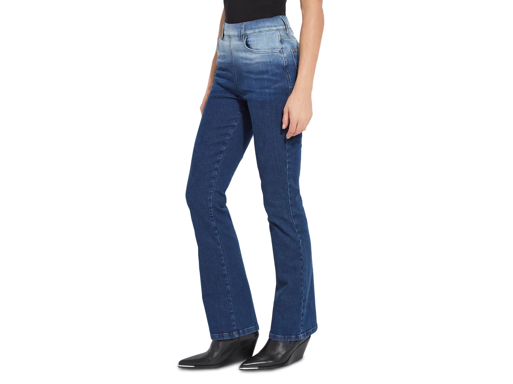 Lianna High Rise Slim Flare Leg Denim Jeans in Gradient Mid Wash — Image 4