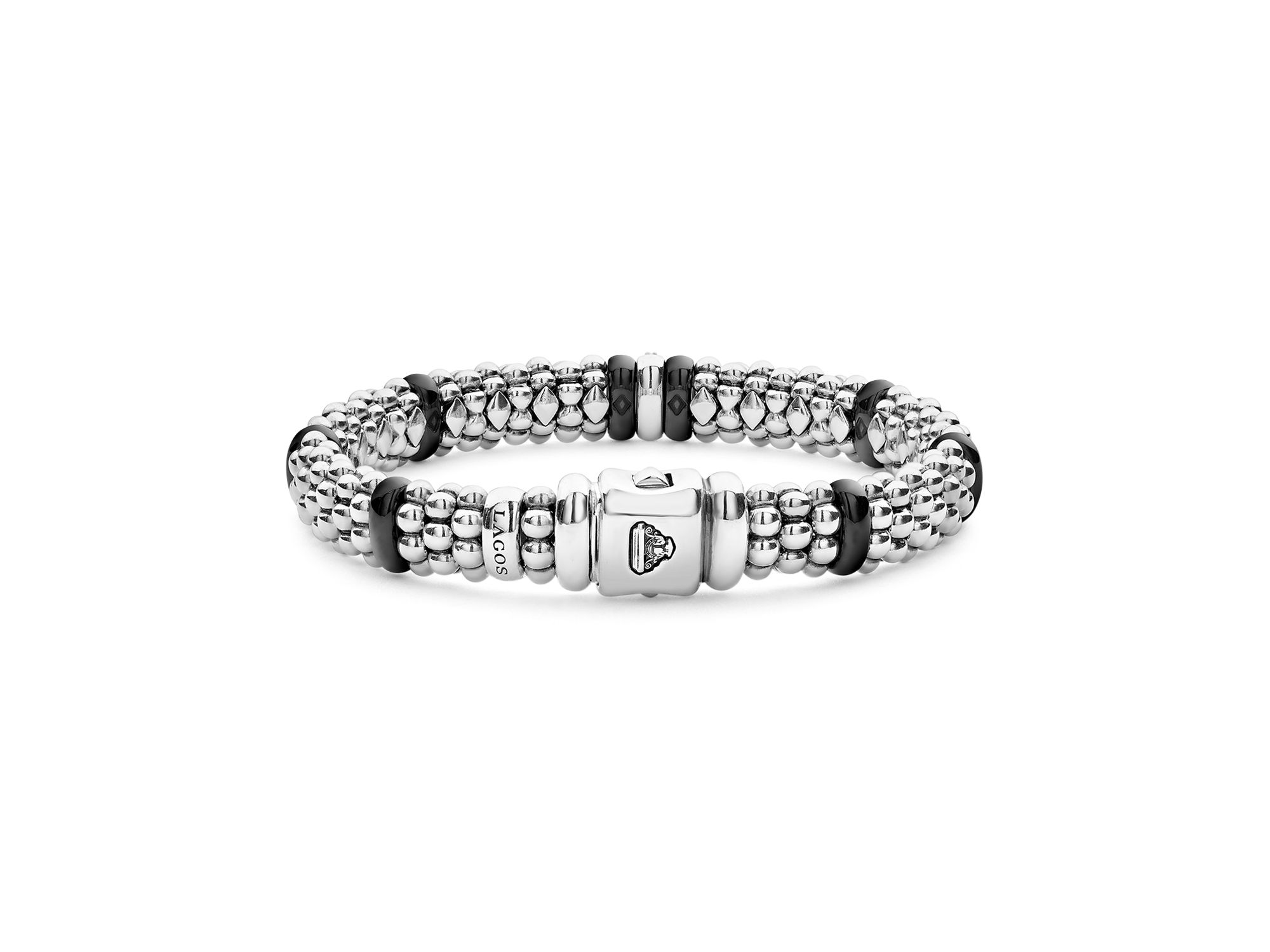 Sterling Silver & Black Ceramic Black Caviar Diamond Link Bracelet — Image 5