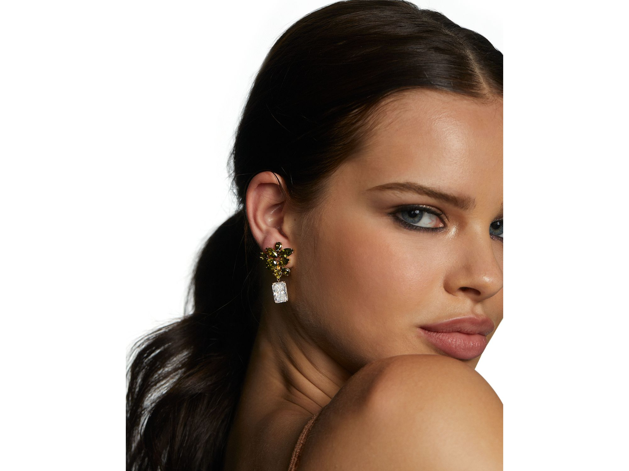 Bonne Annee Cubic Zirconia Cluster Drop Earrings — Image 3