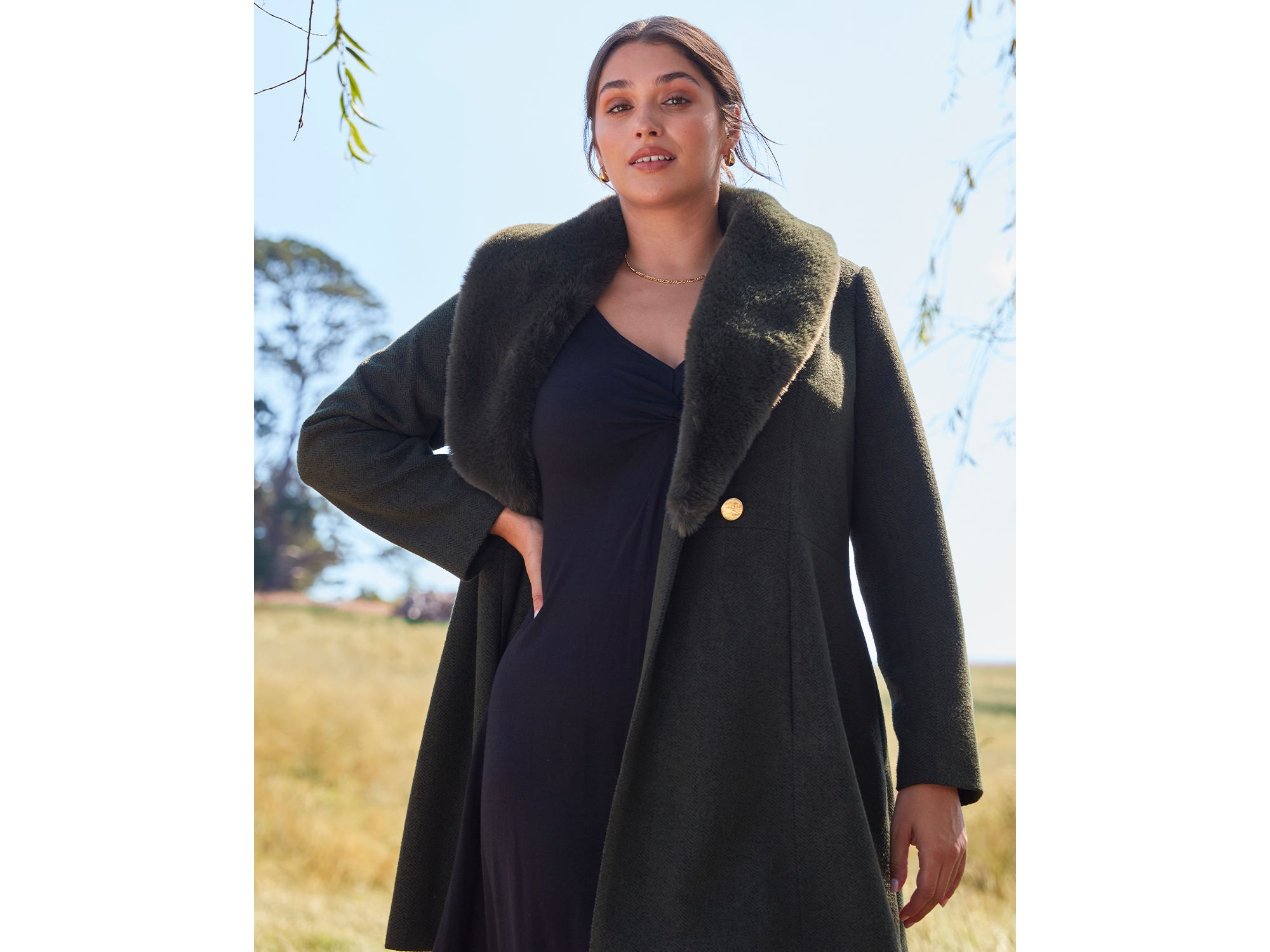 Grammys Faux Fur Trimmed Coat — Image 3