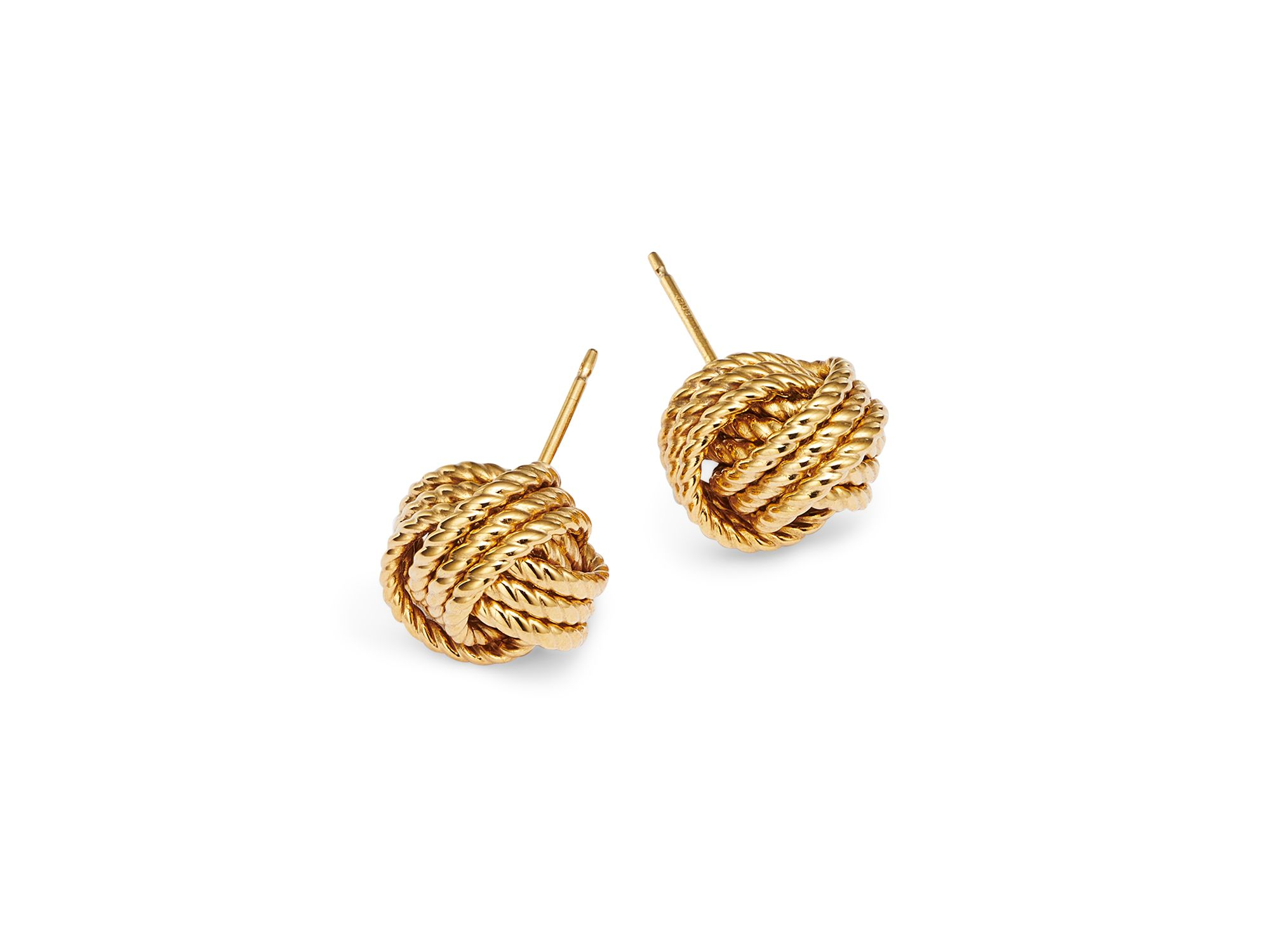 14K Yellow Gold Twisted Love Knot Earrings — Image 3