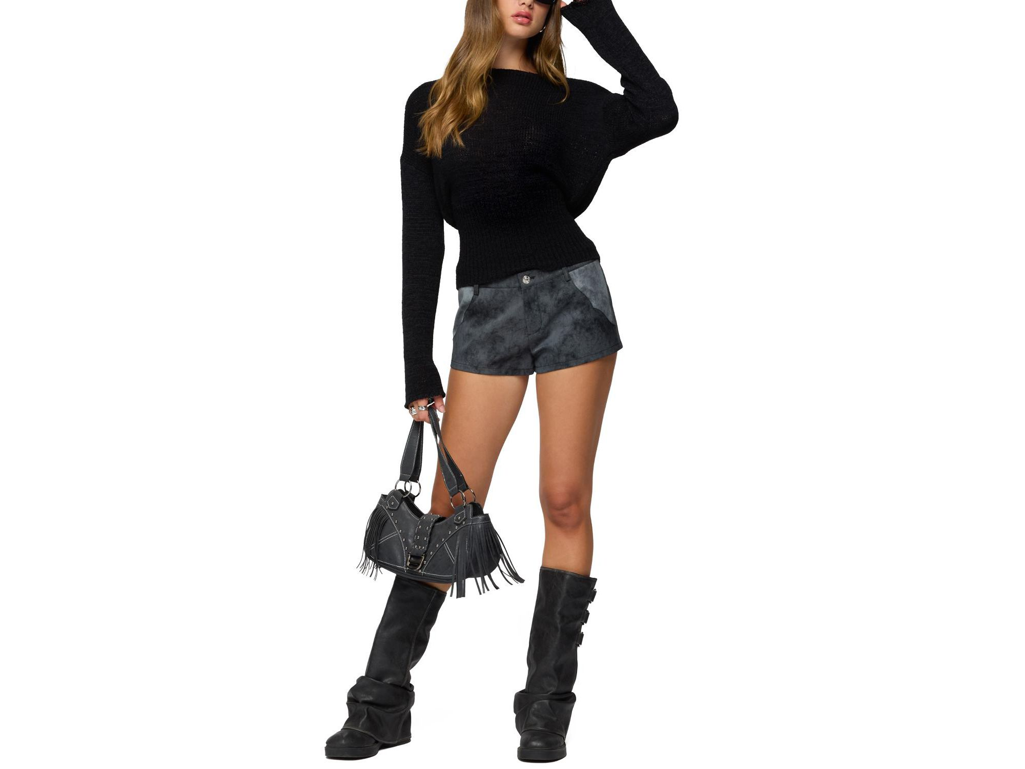 Rhiley Contrast Faux Suede Micro Shorts — Image 4