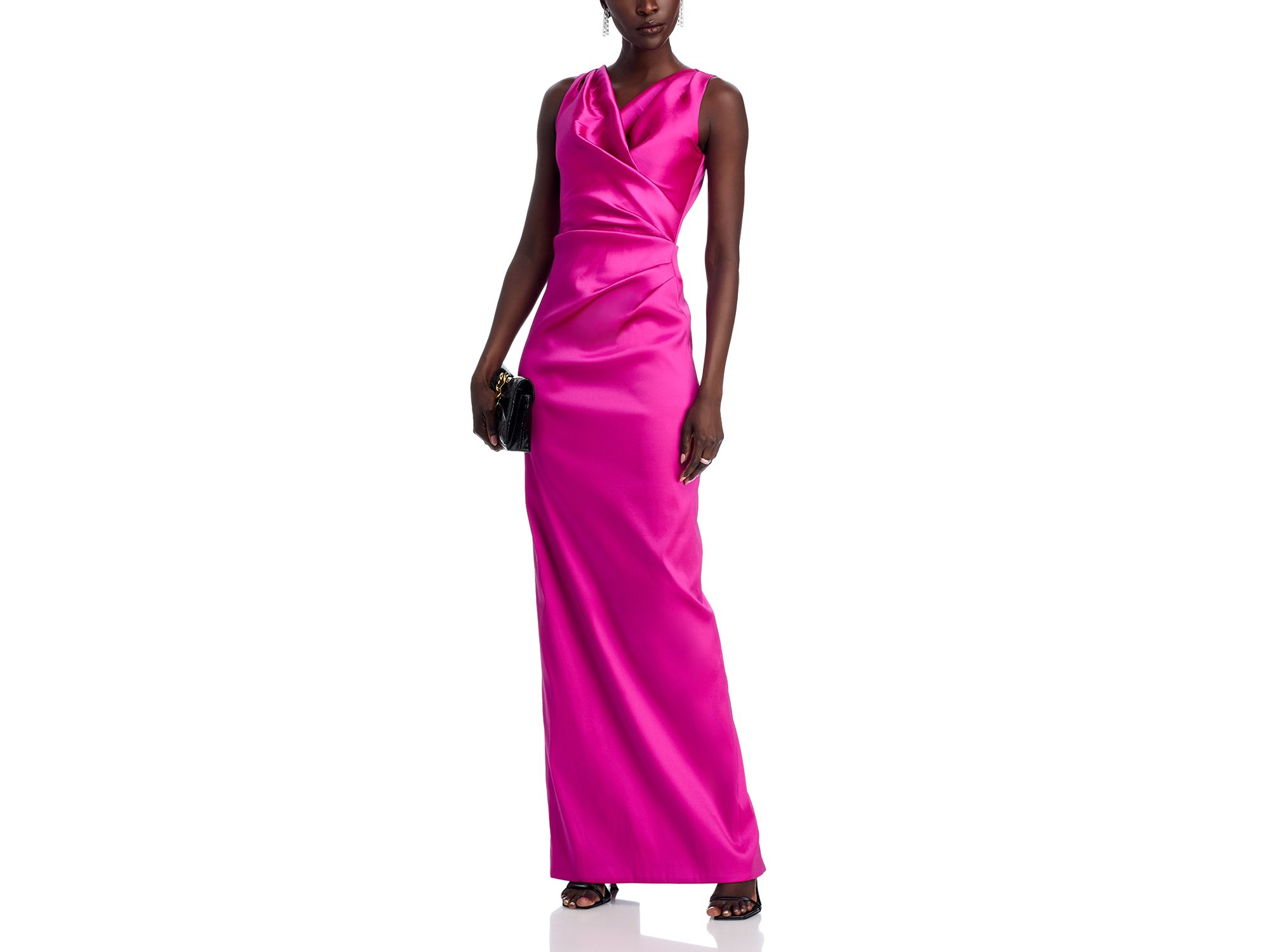 Mikado Criss Cross Bodice Ruched Tank Gown — Image 3