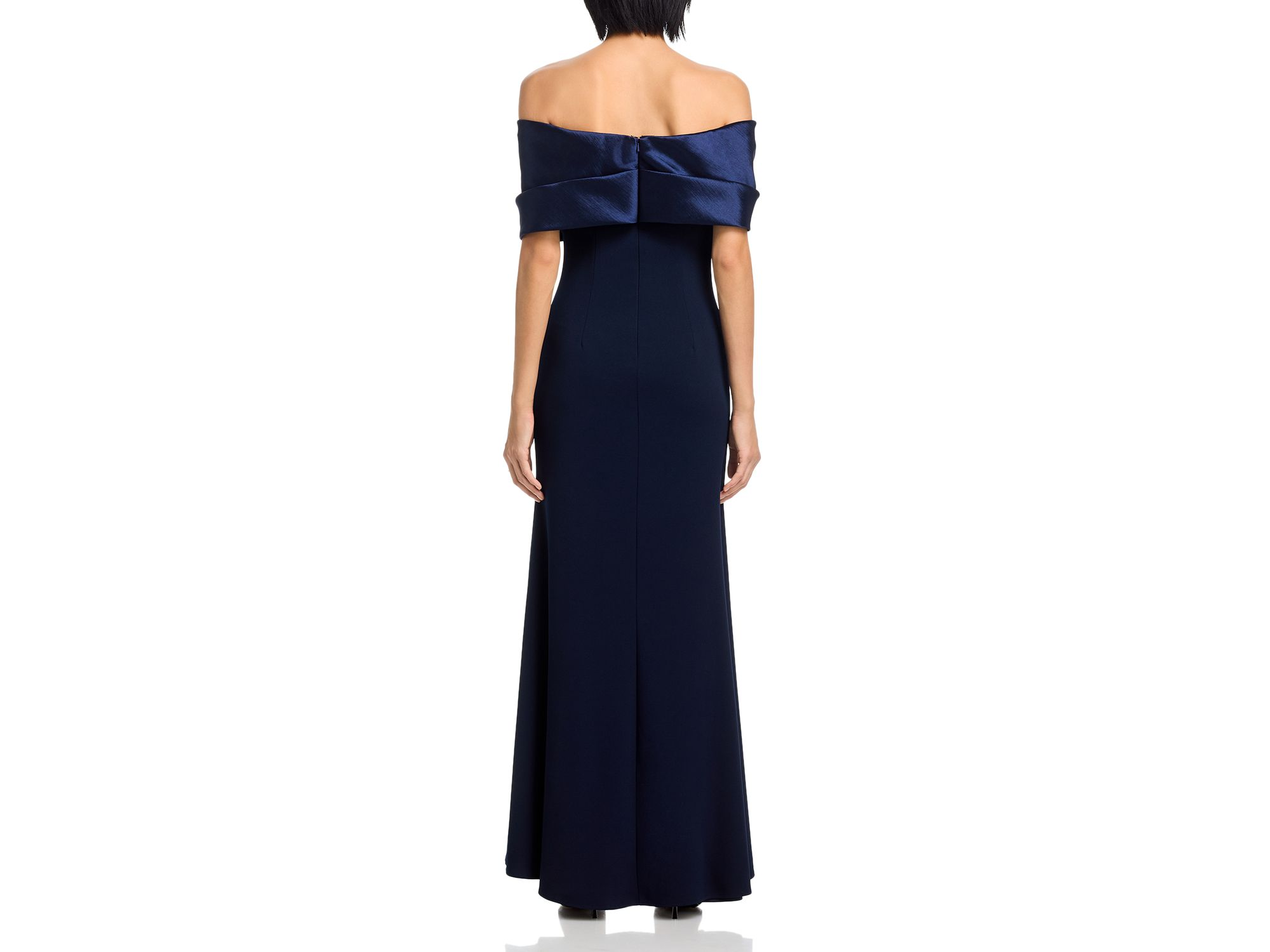 Long Scuba Crepe Off-the-Shoulder Taffeta Gown - Exclusive — Image 4