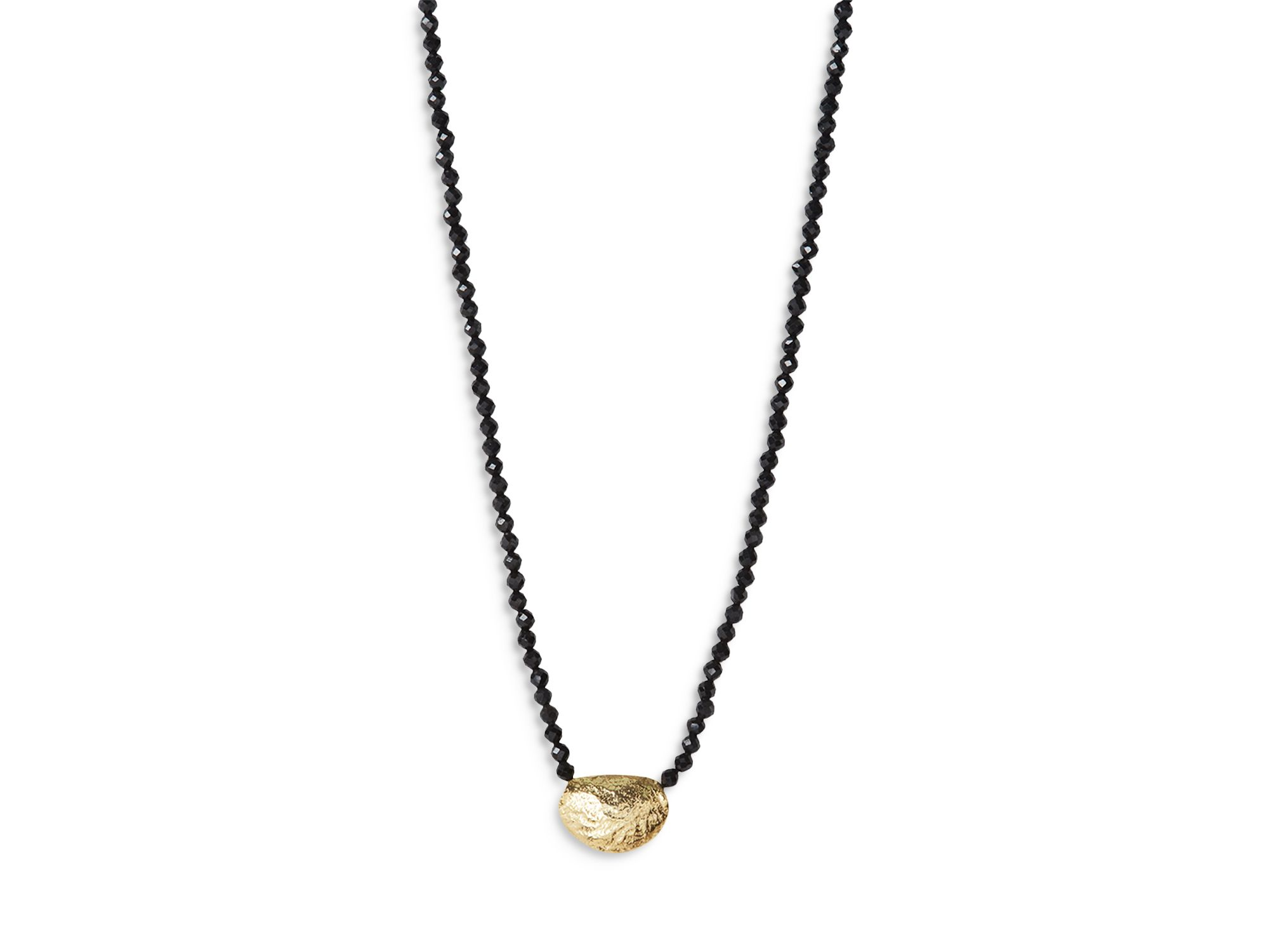 14K Gold Plated Sterling Silver & Onyx Molten Bead Necklace, 14" - 16" — Image 3