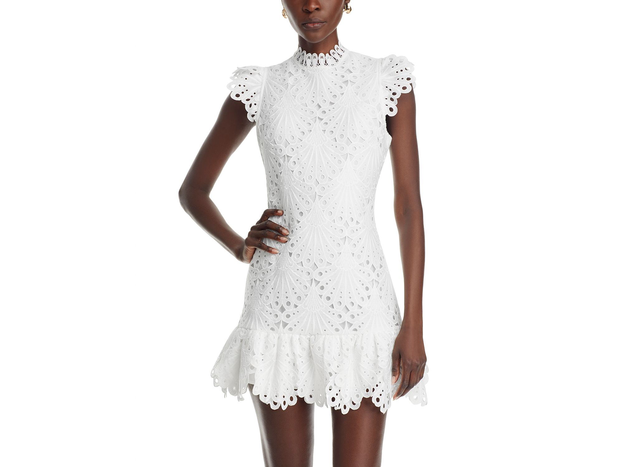 Mock Neck Lace Shift Dress - Exclusive — Image 5