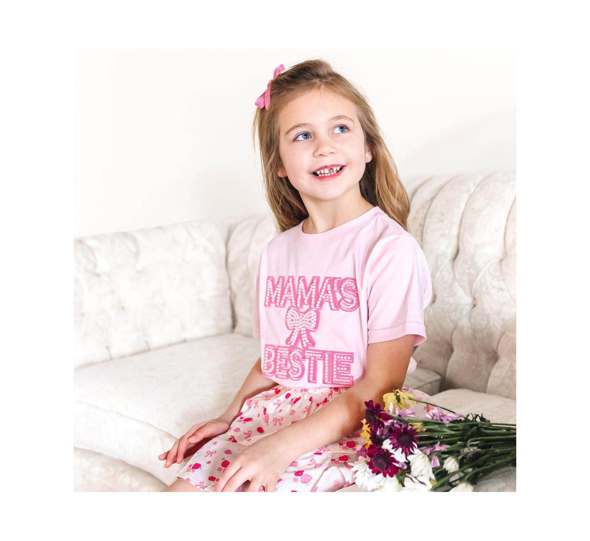 Girls' Mama's Bestie Pearl Patch Short Sleeve T-Shirt - Big Kid — Image 3