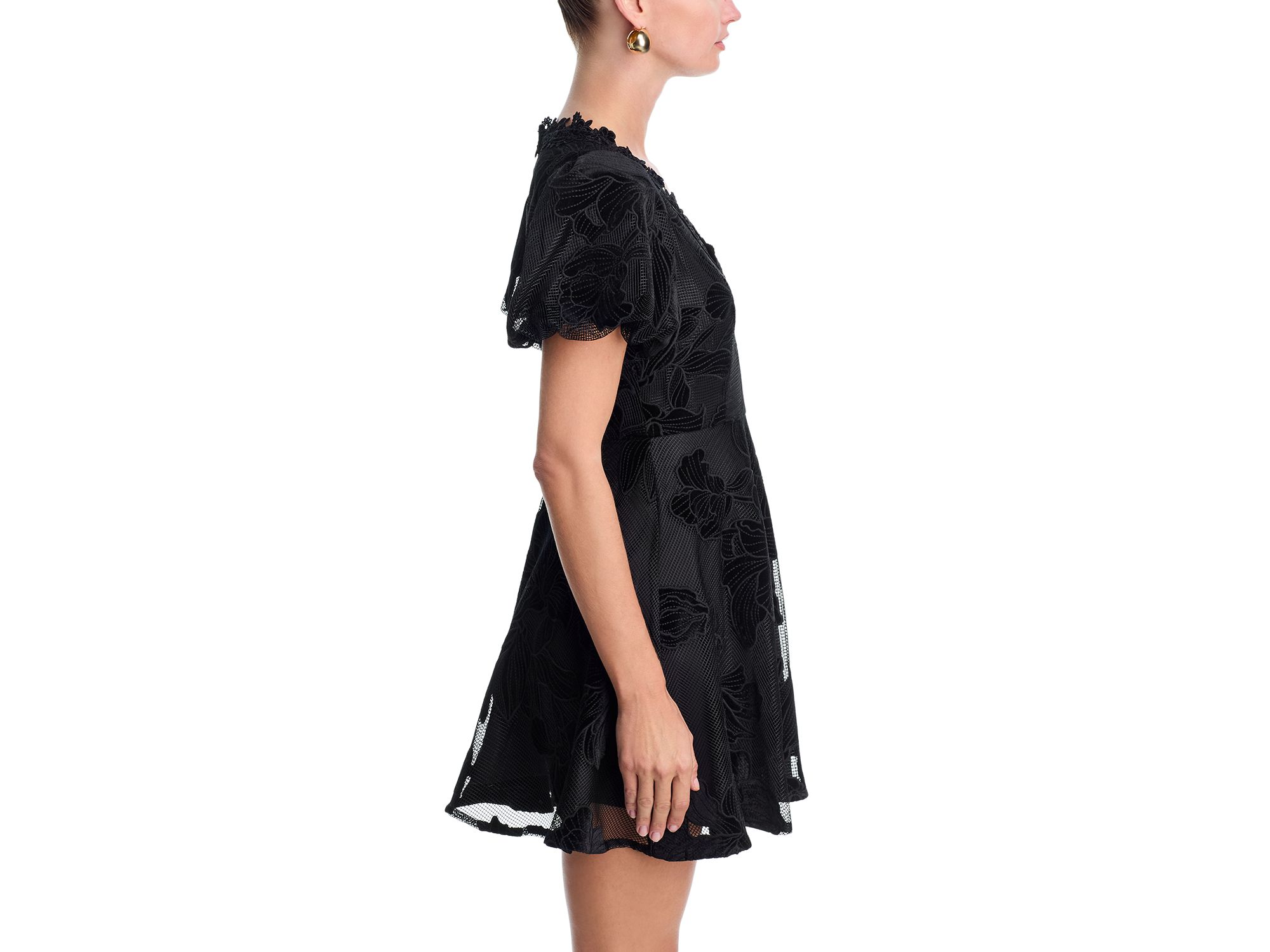 Lace Puff Sleeve Mini Dress - Exclusive — Image 4