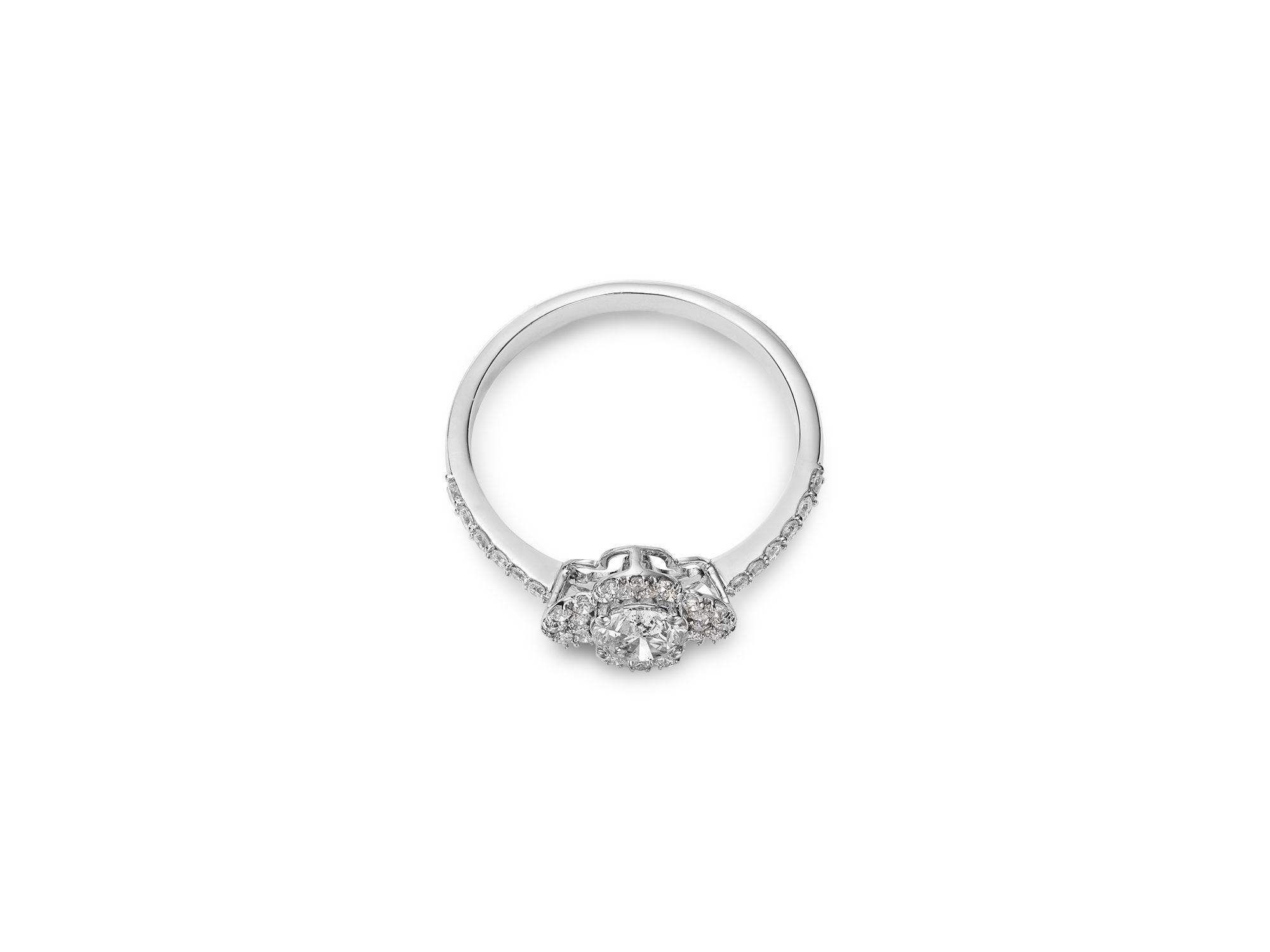 Diamond Clover Ring in 14K White Gold, 0.84 tcw — Image 3